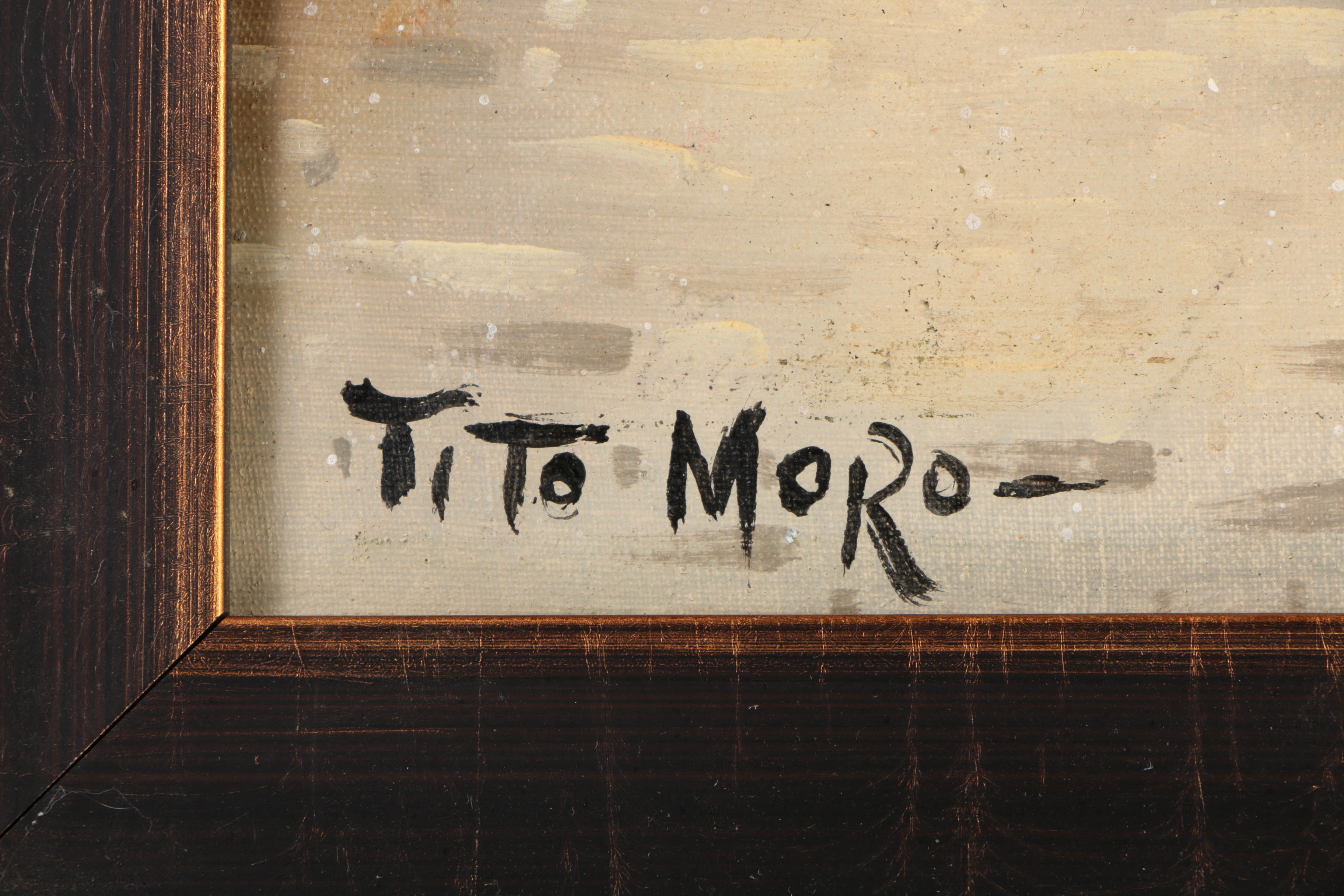 Tito Moro Oil Painting on Canvas of Parisian Street Scene