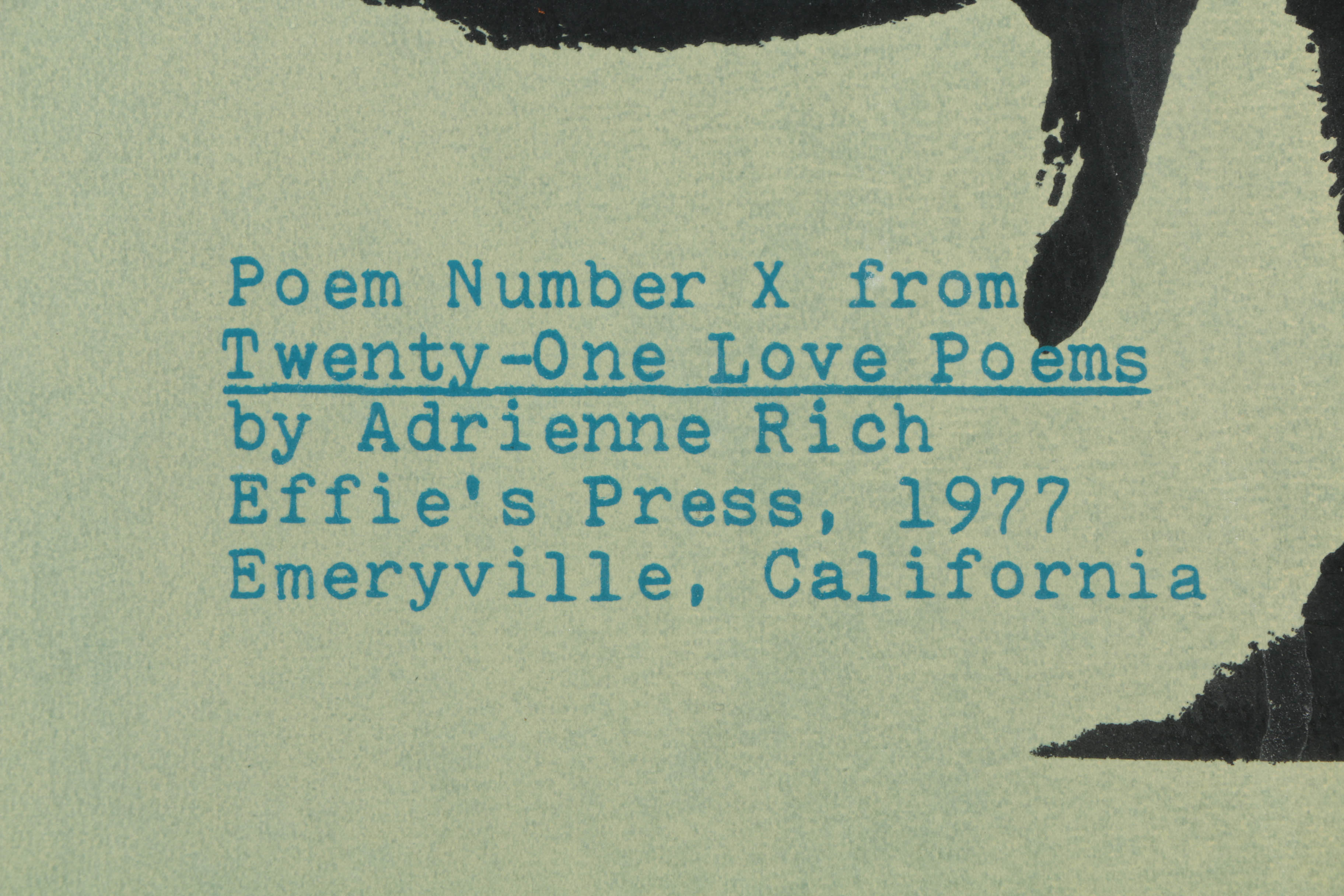 Martha Tabor Limited Edition Serigraph on Paper of Adrienne Rich's "Poem Number X"