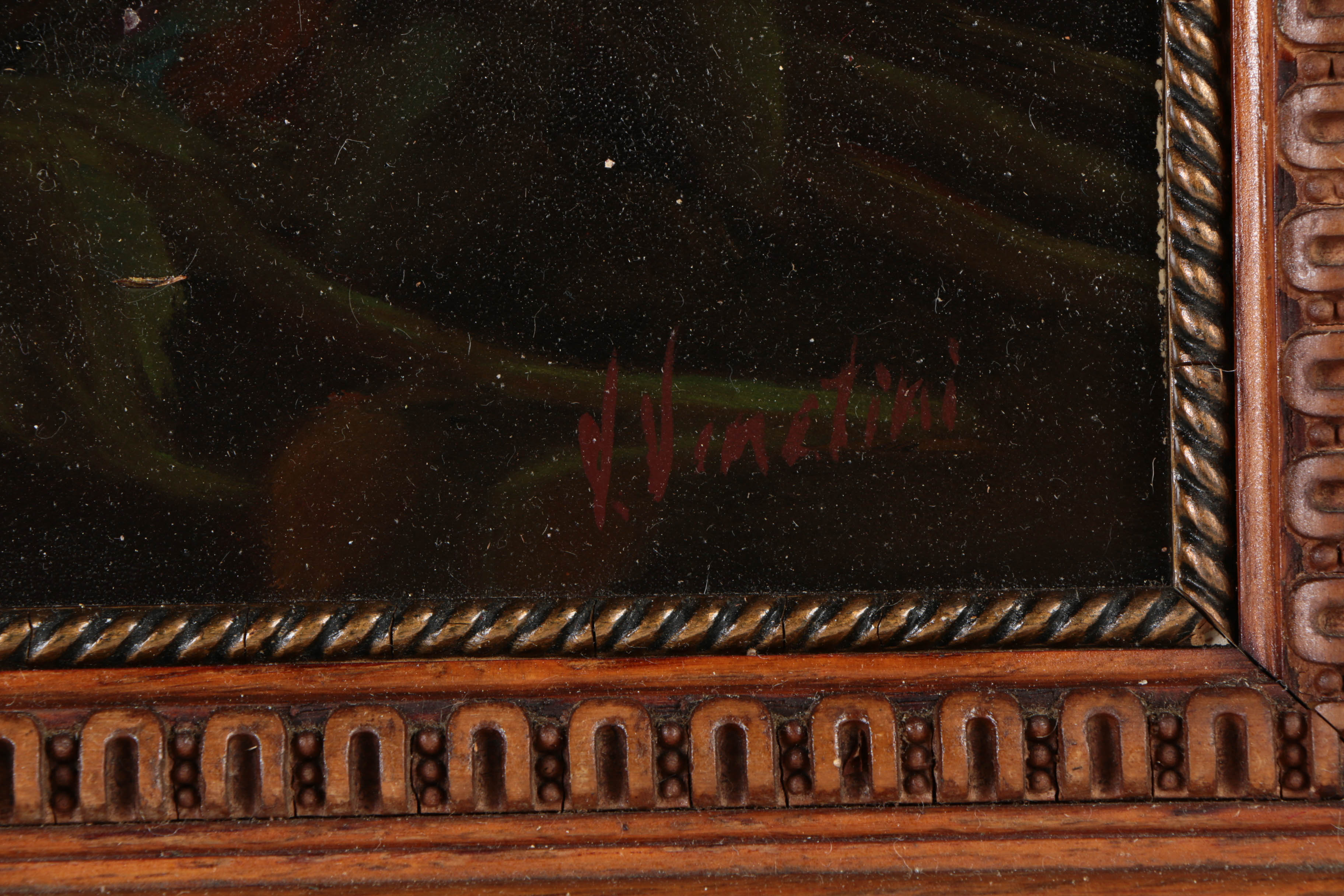 V. Vinetini Still Life Oil Painting on Paperboard of Chrysanthemums