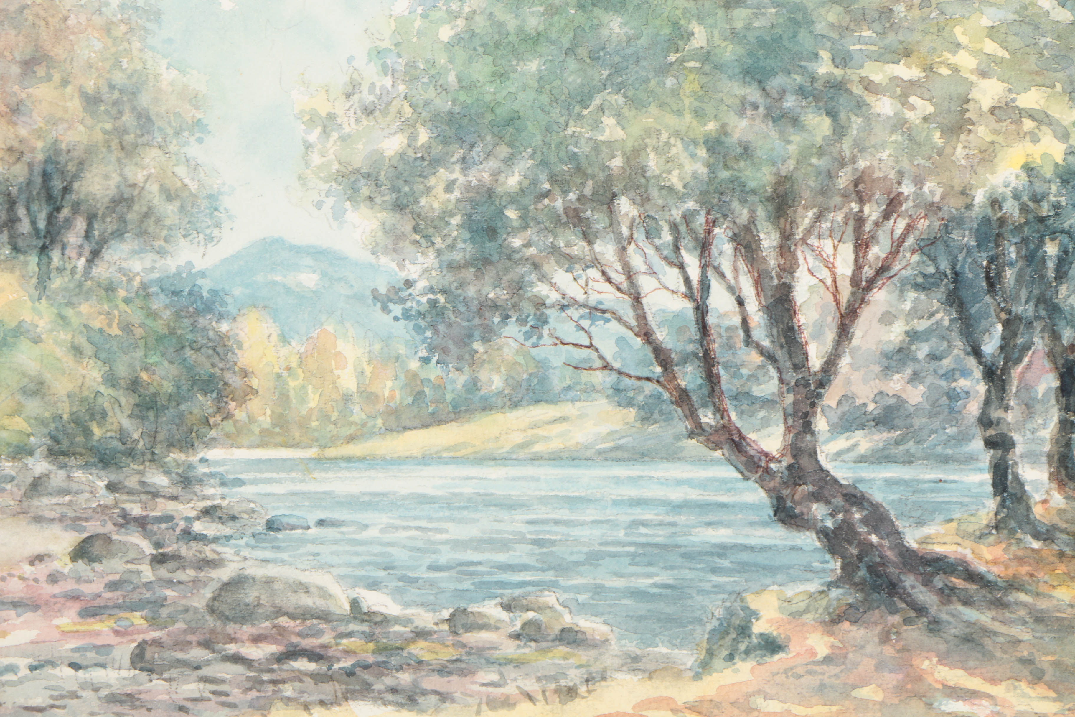 C.E. Kelly Watercolor and Pencil Illustration on Paper "Along the Avonbeg, Co. Wicklow"