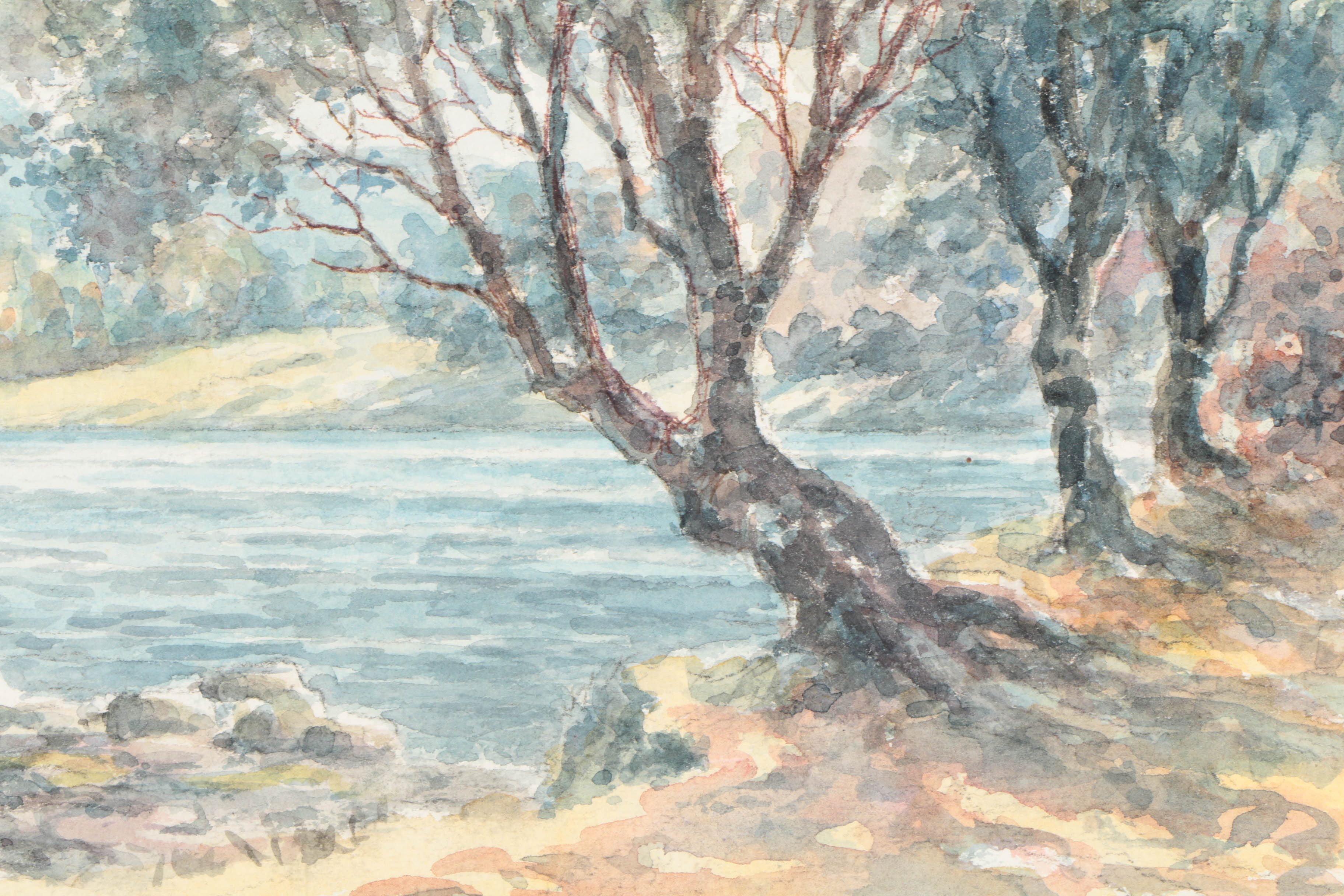 C.E. Kelly Watercolor and Pencil Illustration on Paper "Along the Avonbeg, Co. Wicklow"