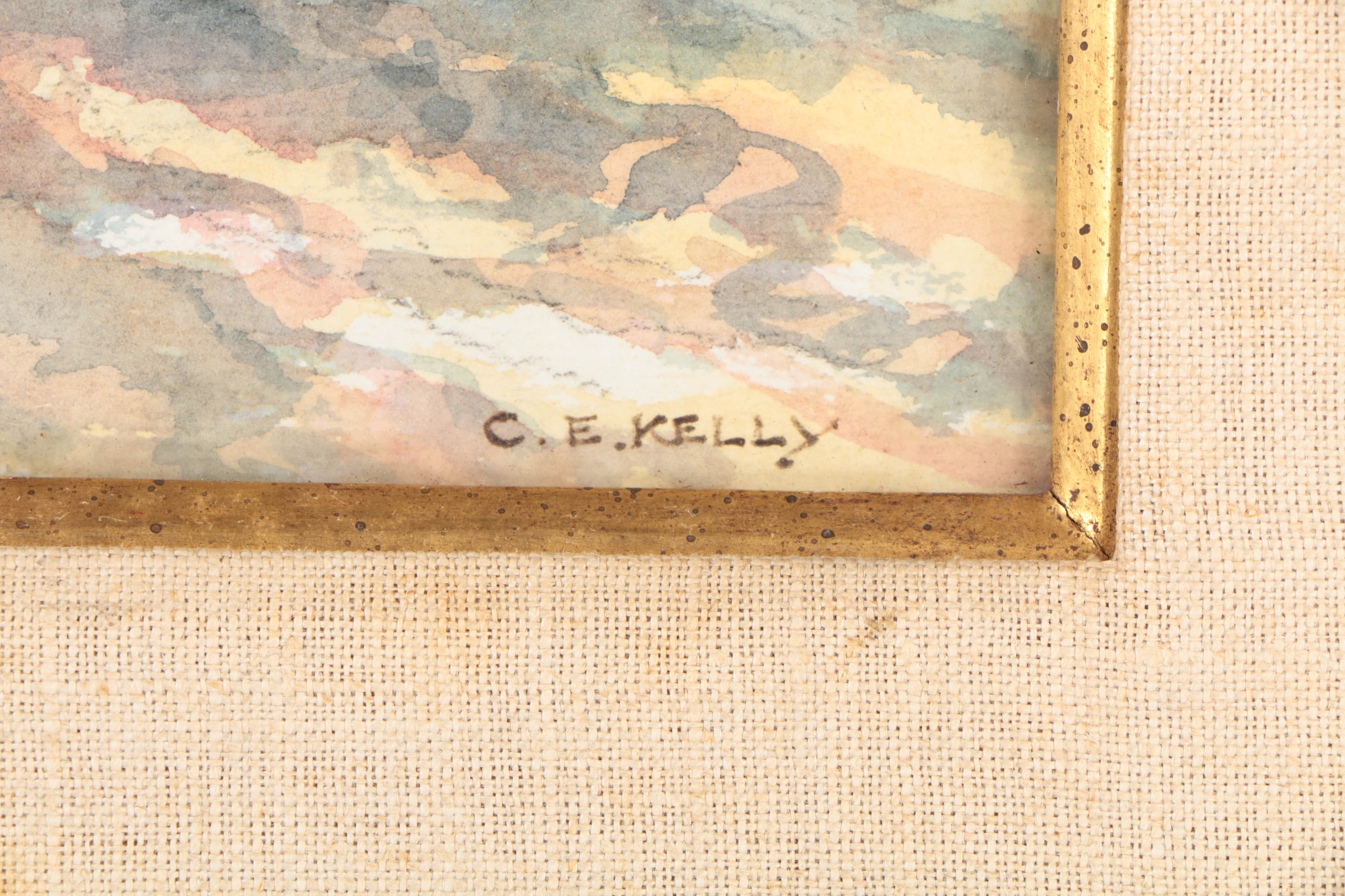 C.E. Kelly Watercolor and Pencil Illustration on Paper "Along the Avonbeg, Co. Wicklow"