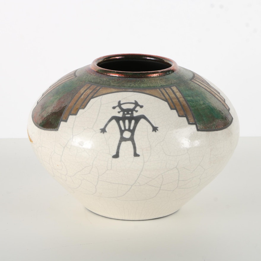 R. Kevin Kelley Signed Southwestern-Style Raku Vase