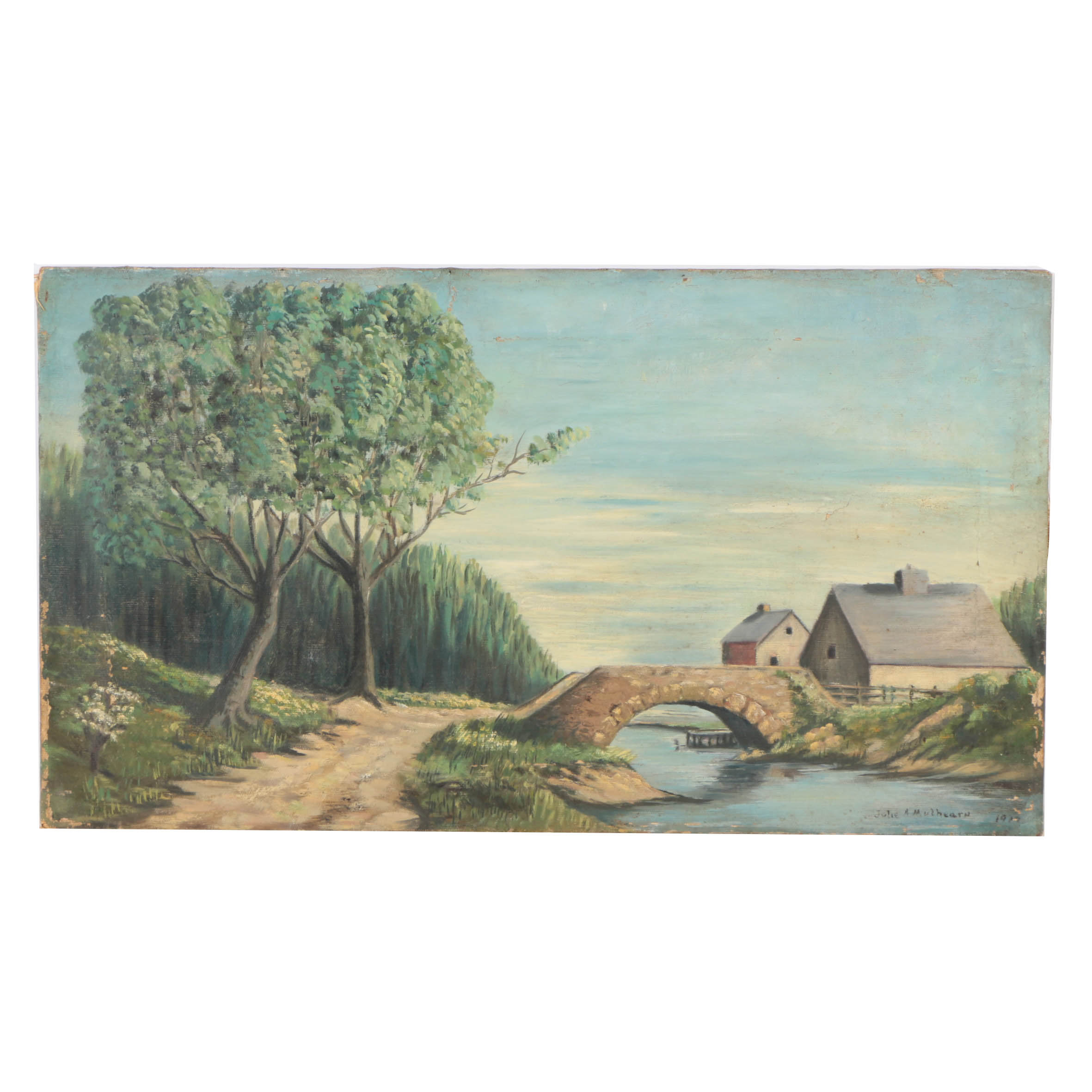 Julie A. Mulhearn Oil Painting on Canvas of Pastoral Landscape