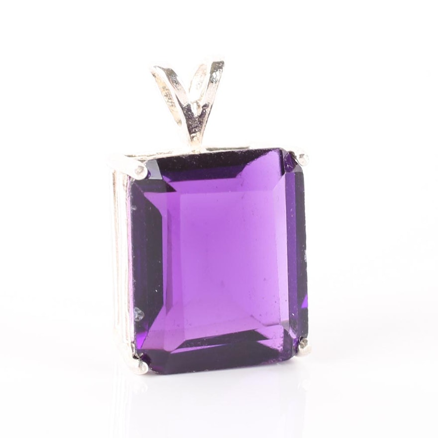 Sterling Silver 7.50 CTS Amethyst Pendant