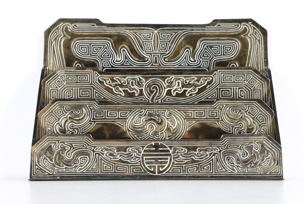 Circa 1910 Tiffany Studios "Chinese" Bronze Desk Set