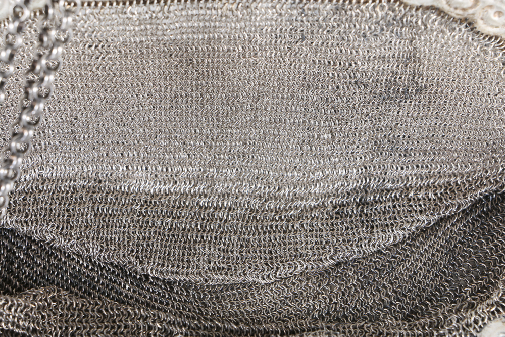 19th Century German Repoussé 800 Silver Mesh Handbag