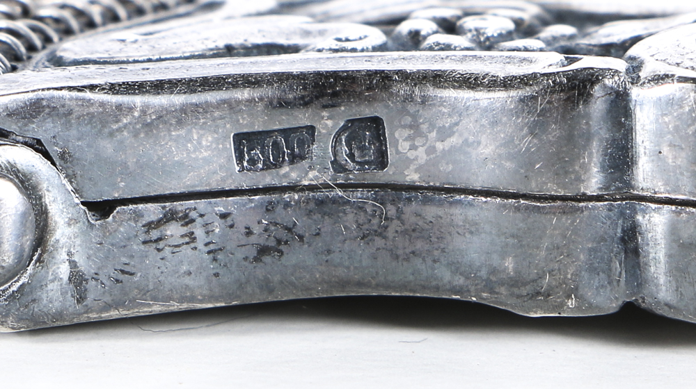 19th Century German Repoussé 800 Silver Mesh Handbag