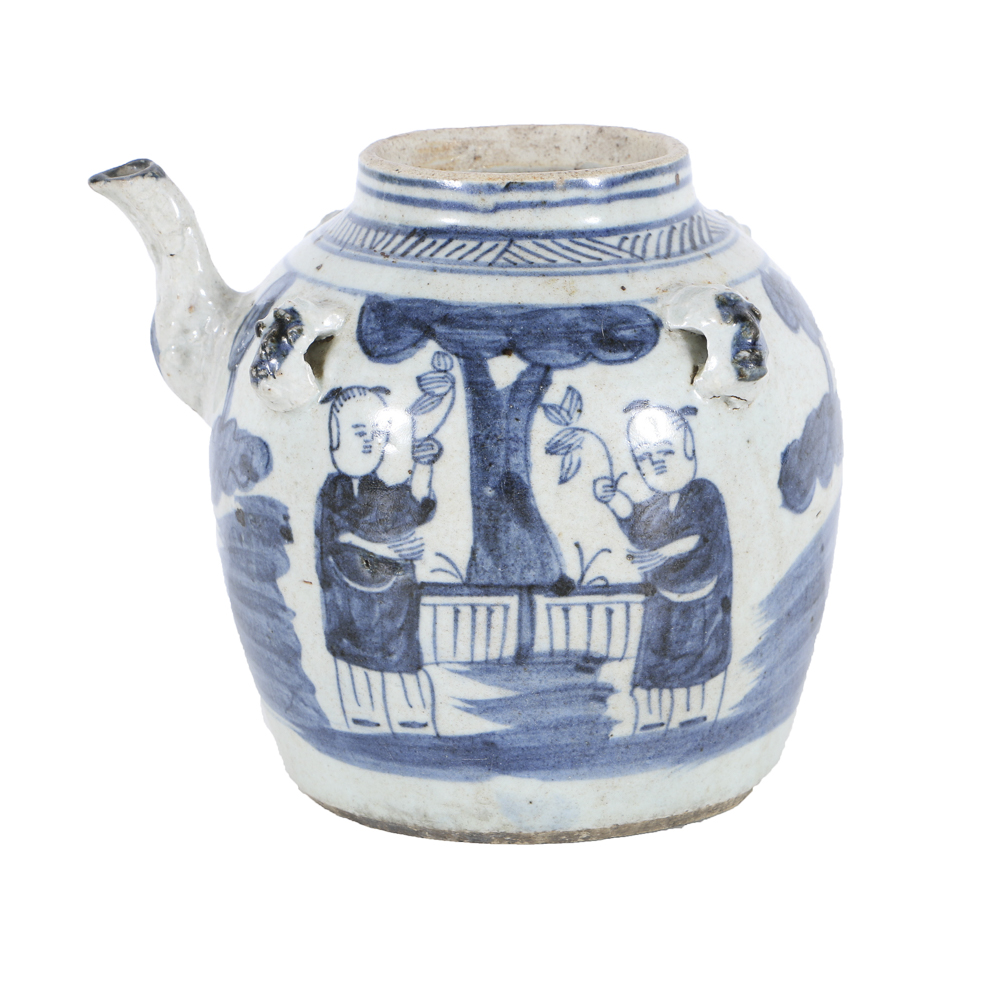 19th Century Canton Blue and White Water Jug