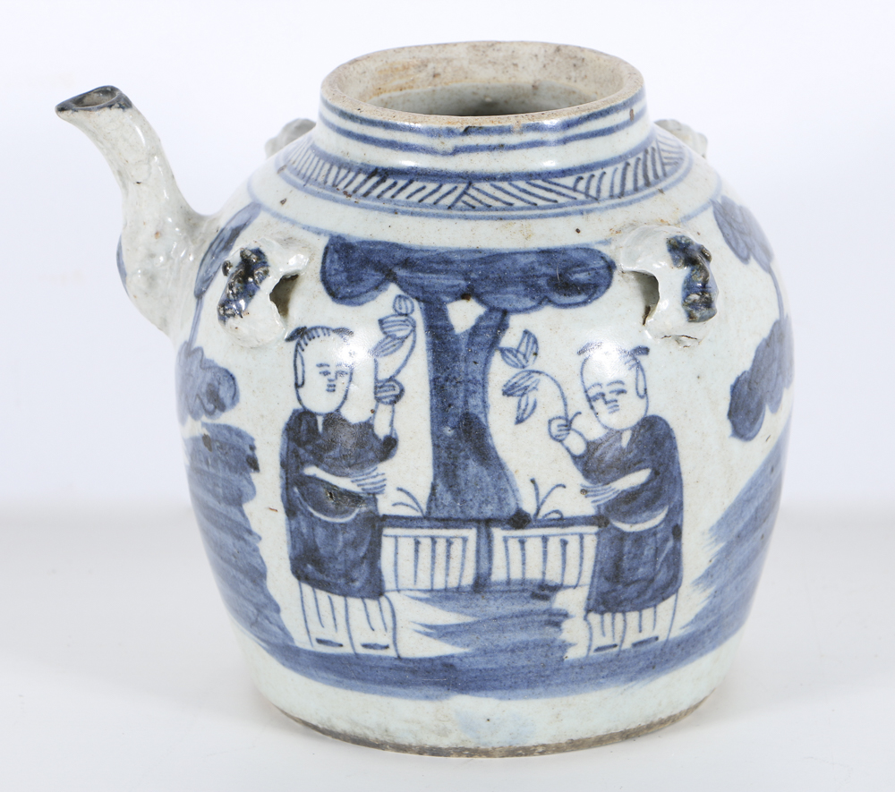 19th Century Canton Blue and White Water Jug