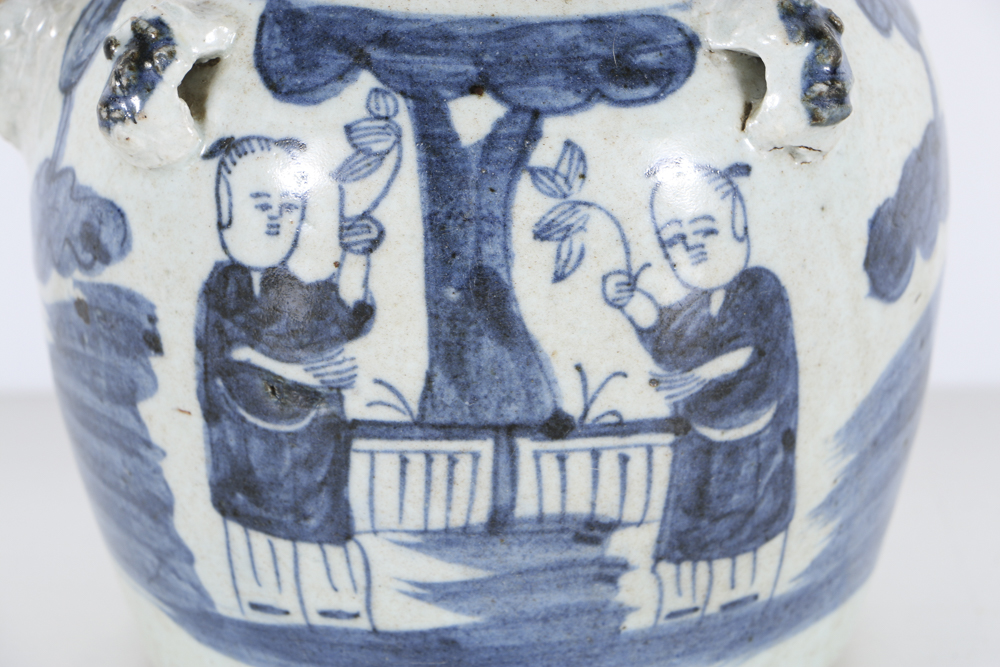 19th Century Canton Blue and White Water Jug
