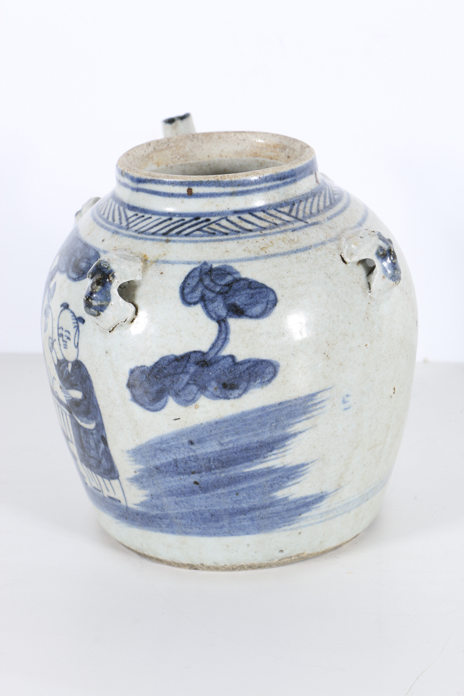 19th Century Canton Blue and White Water Jug