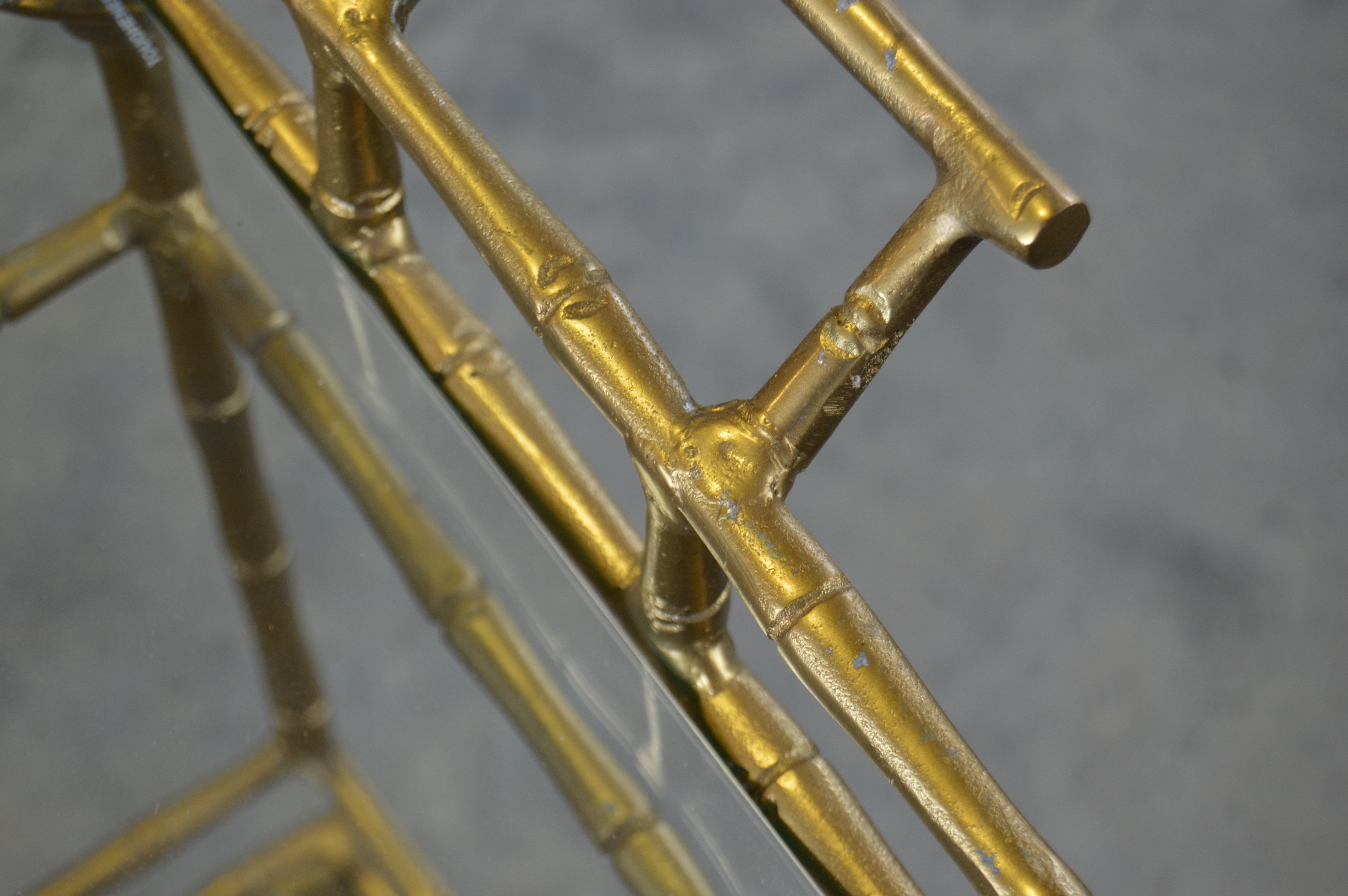 Chic Glass and Metal Bamboo Style Bar Cart