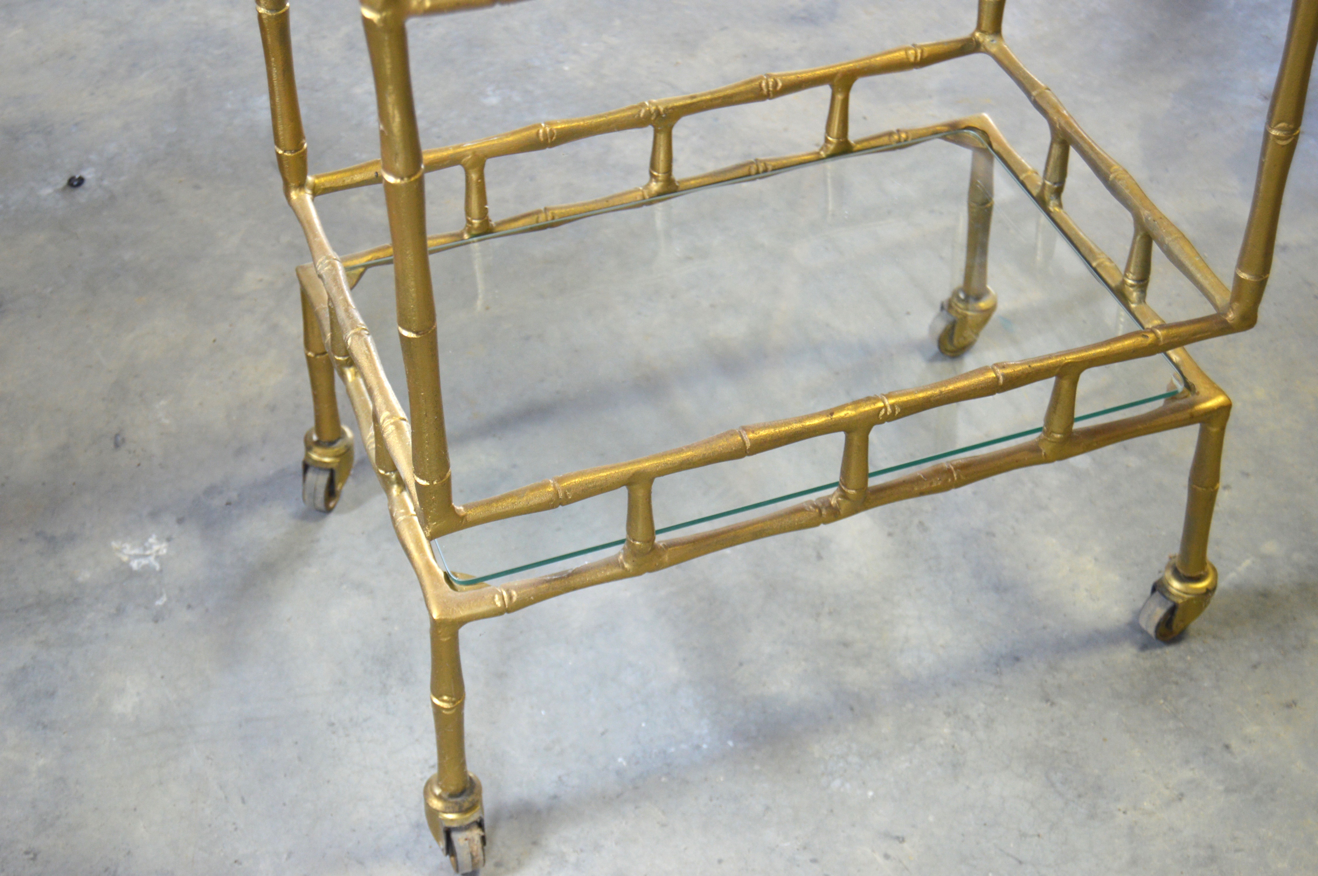 Chic Glass and Metal Bamboo Style Bar Cart