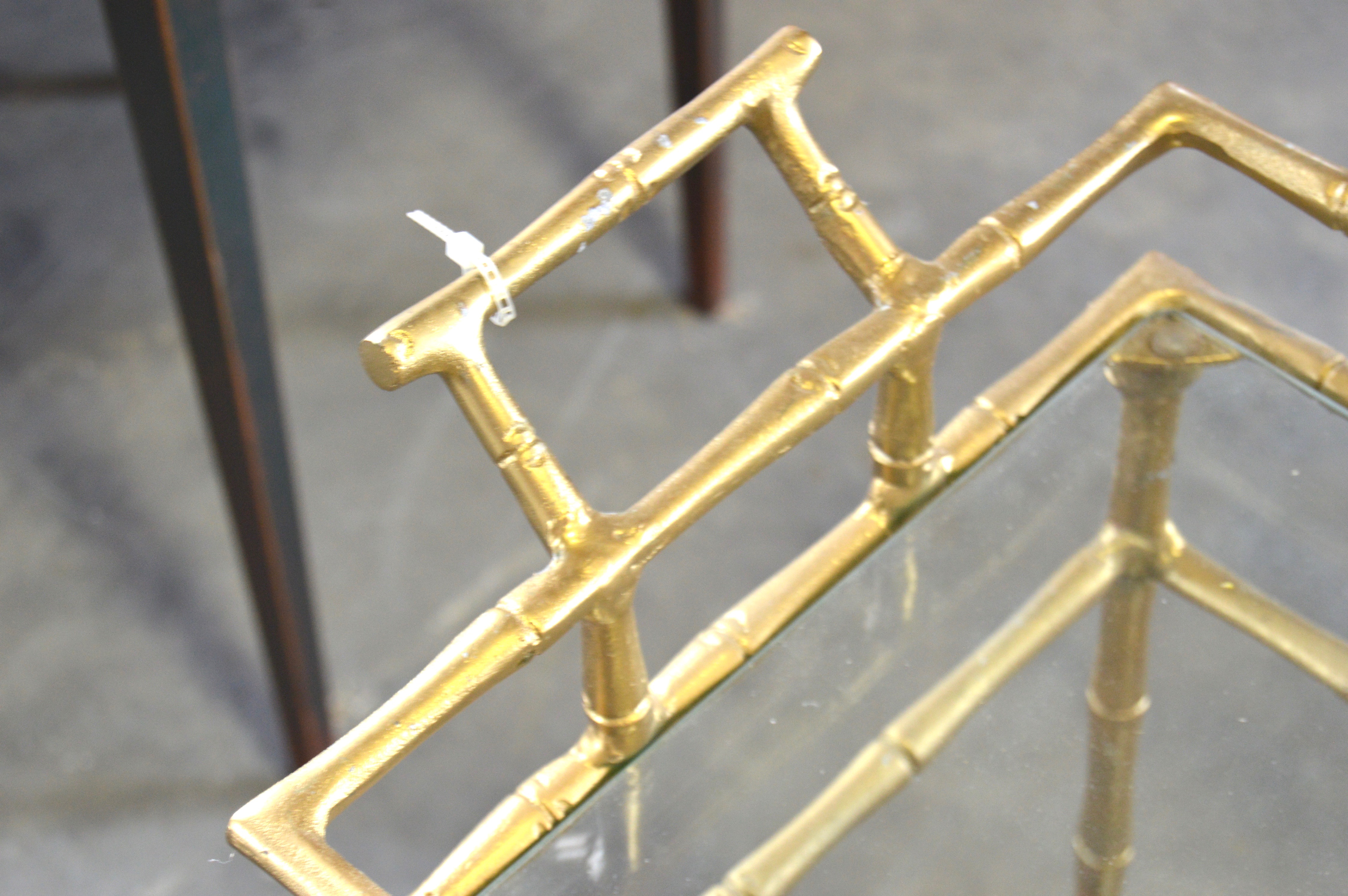 Chic Glass and Metal Bamboo Style Bar Cart