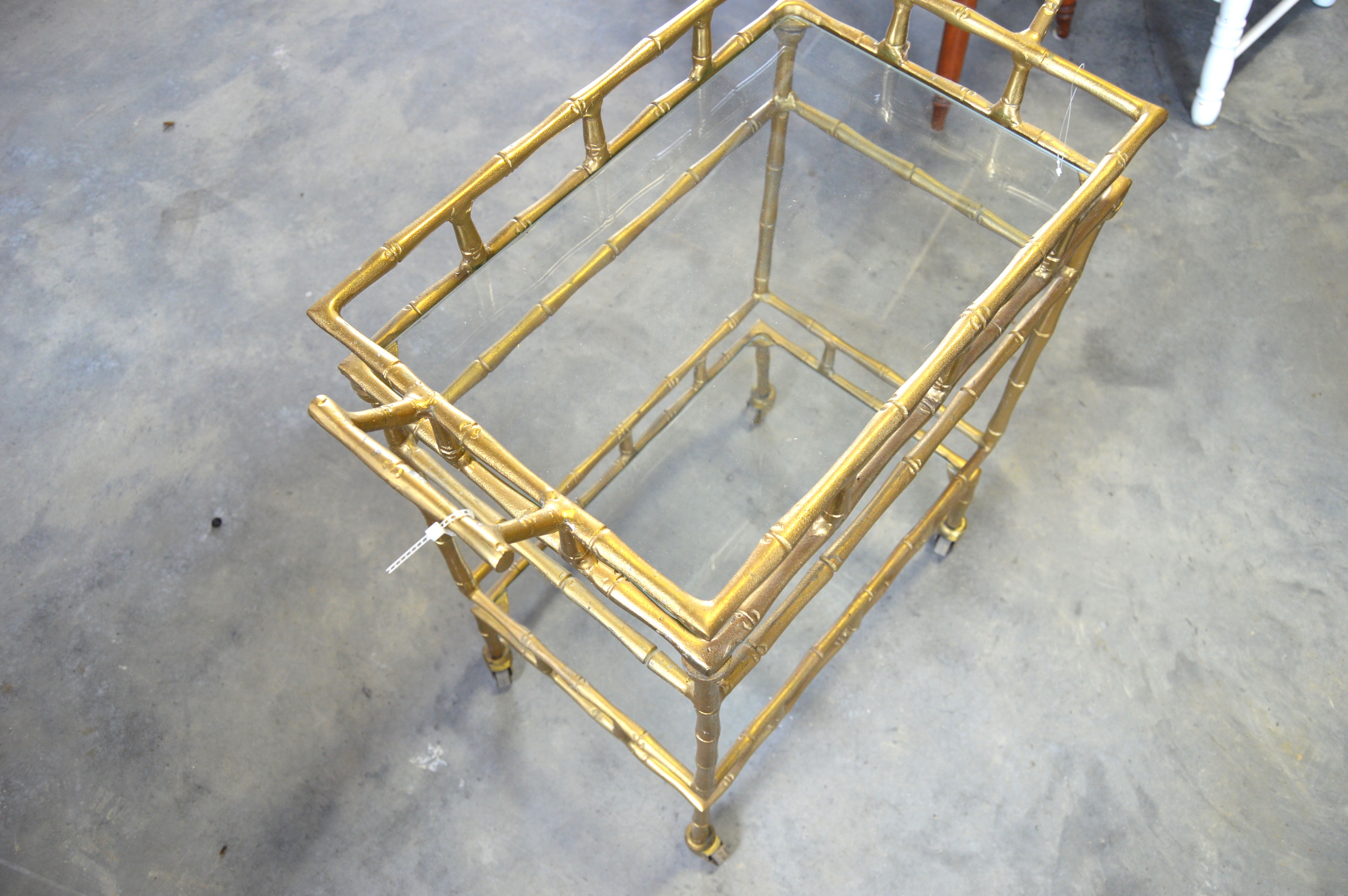 Chic Glass and Metal Bamboo Style Bar Cart