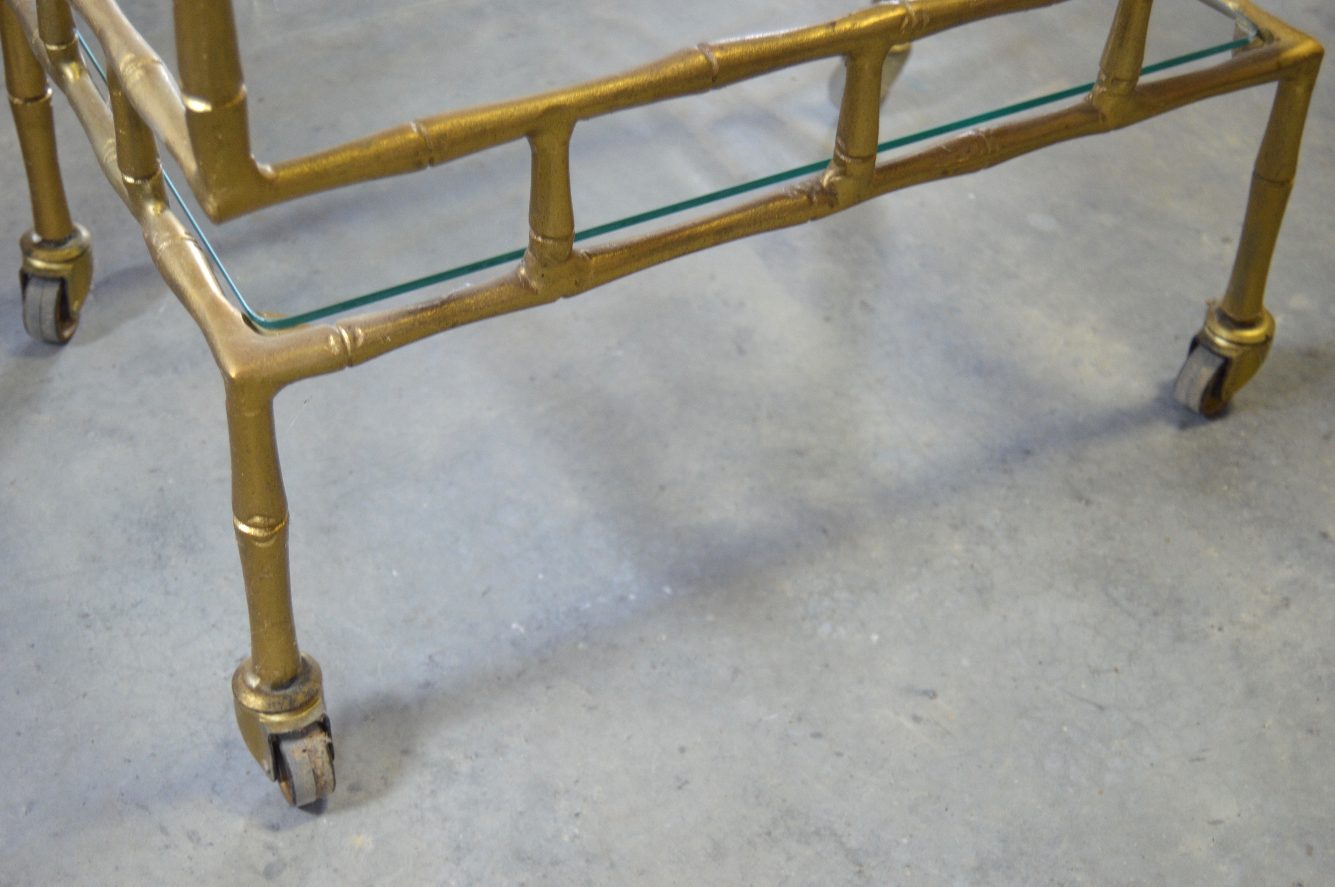 Chic Glass and Metal Bamboo Style Bar Cart