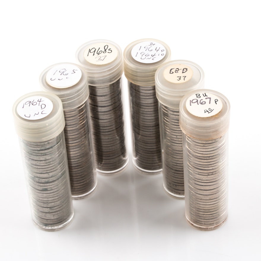 Six Rolls of Uncirculated Jefferson Nickels from the 1960s
