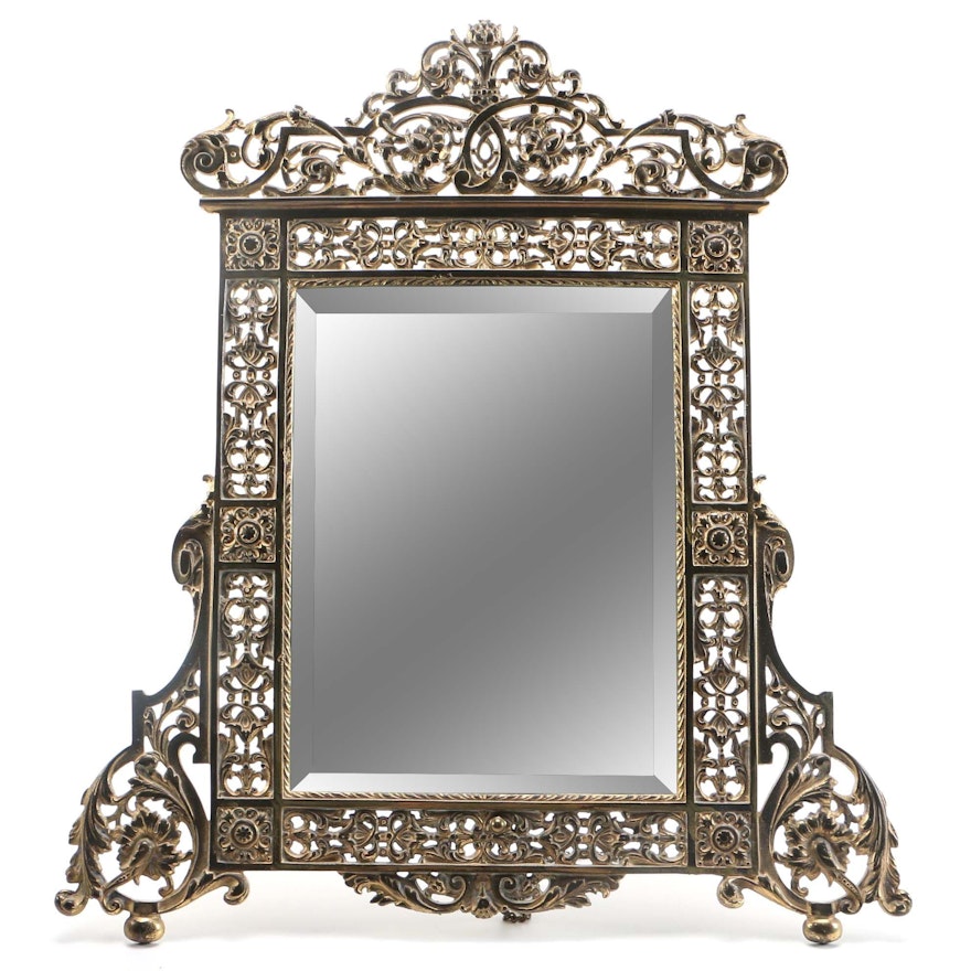 Gold Tone Filigree Frame Wall Mirror