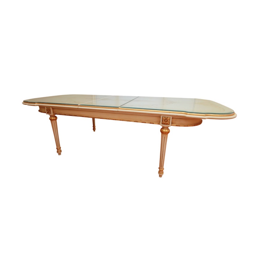 Louis XVI Style Dining Table with Insert Leaf