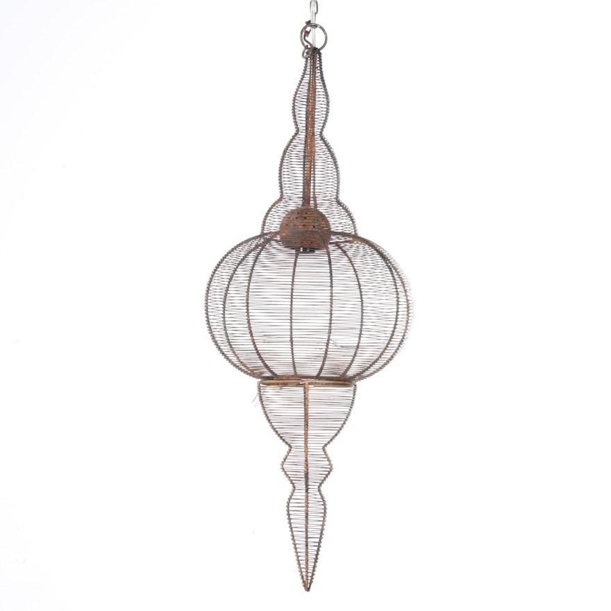 Moroccan Inspired Wire Cage Hanging Light Fixture