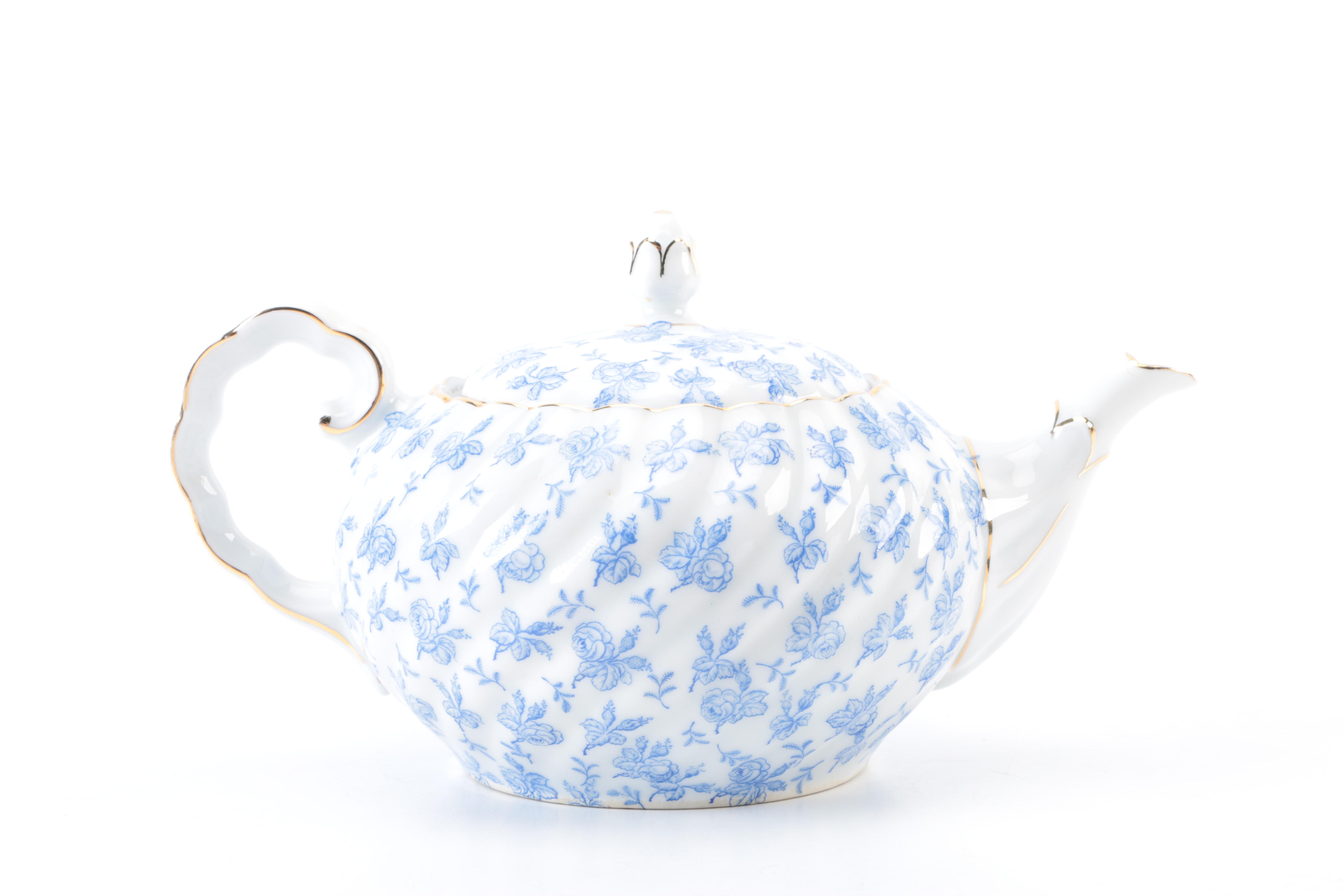 KPM (Krister Porcelain) "Cleo" Blue and White Floral Tea Set