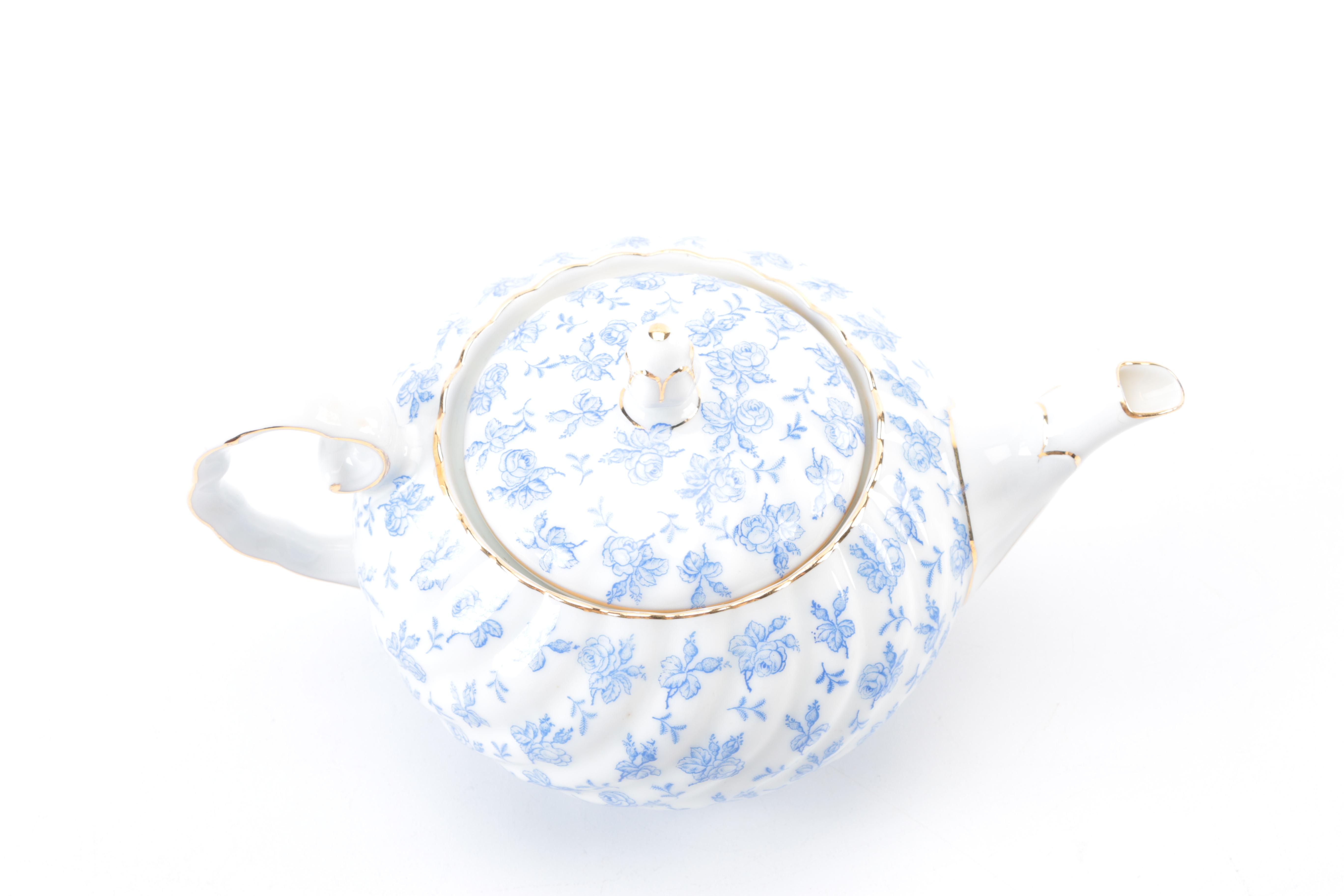 KPM (Krister Porcelain) "Cleo" Blue and White Floral Tea Set