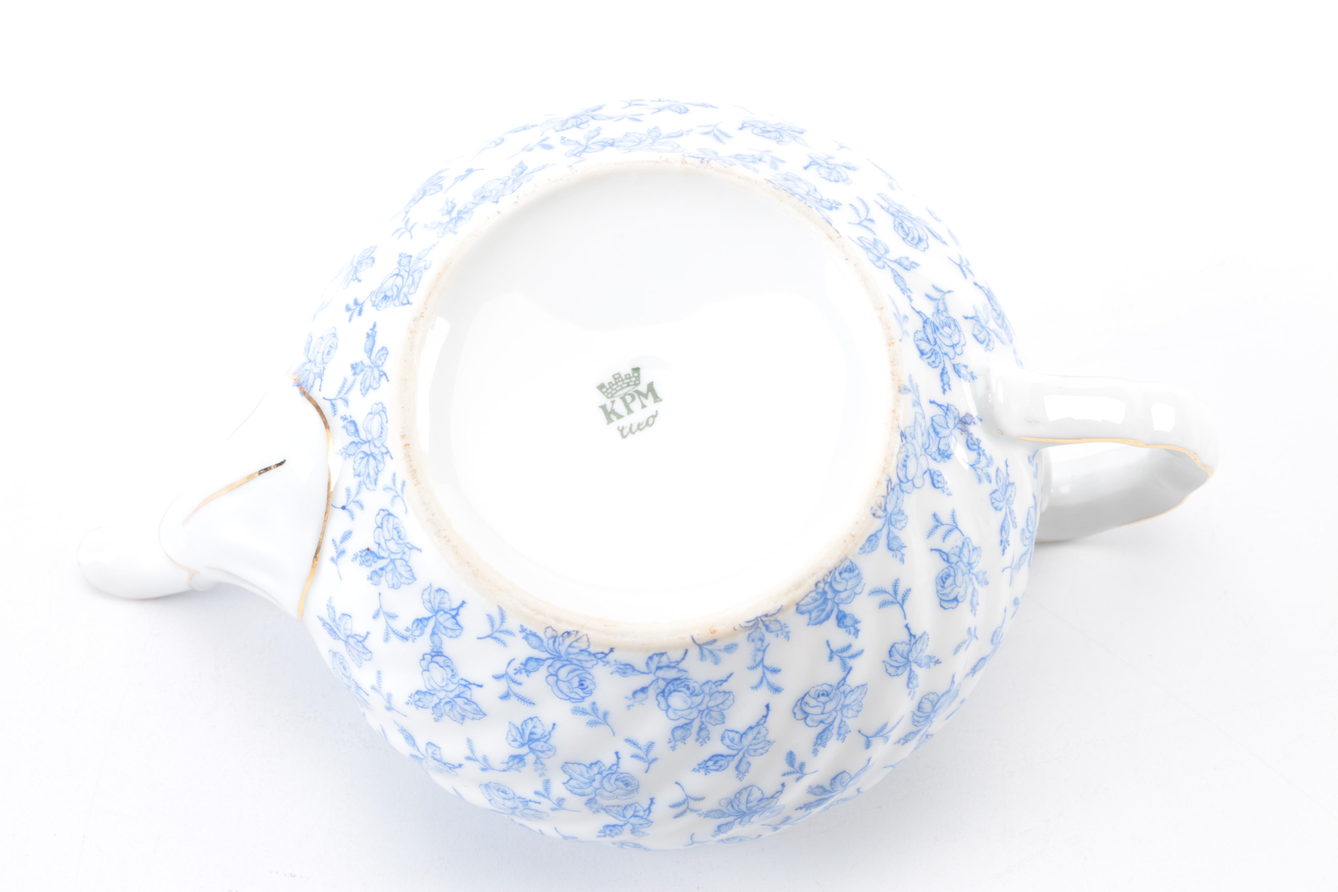KPM (Krister Porcelain) "Cleo" Blue and White Floral Tea Set