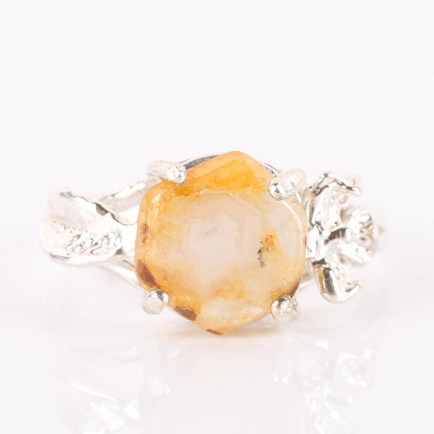 Sterling Silver Yellow Star Sapphire Ring