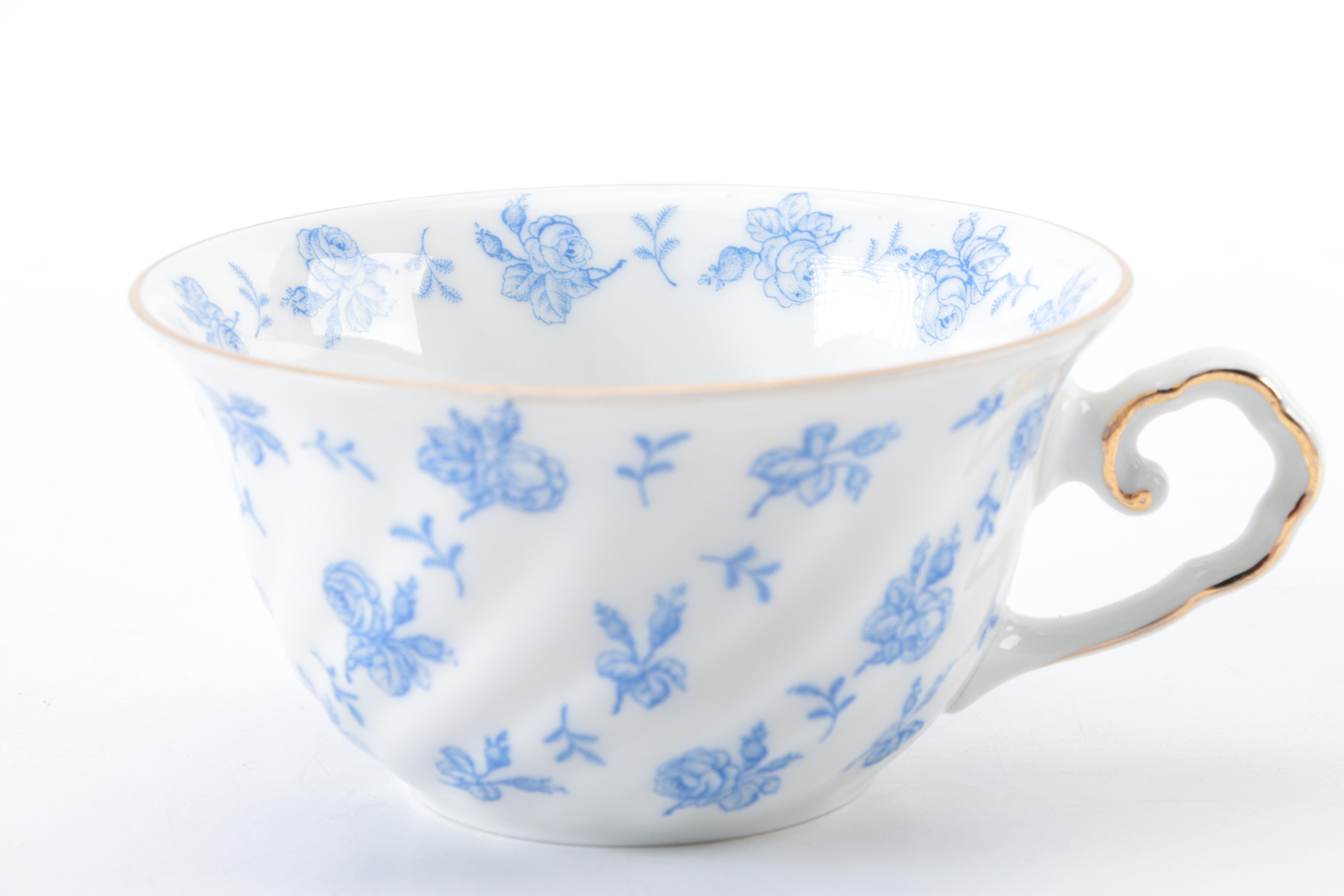 KPM (Krister Porcelain) "Cleo" Blue and White Floral Tea Set
