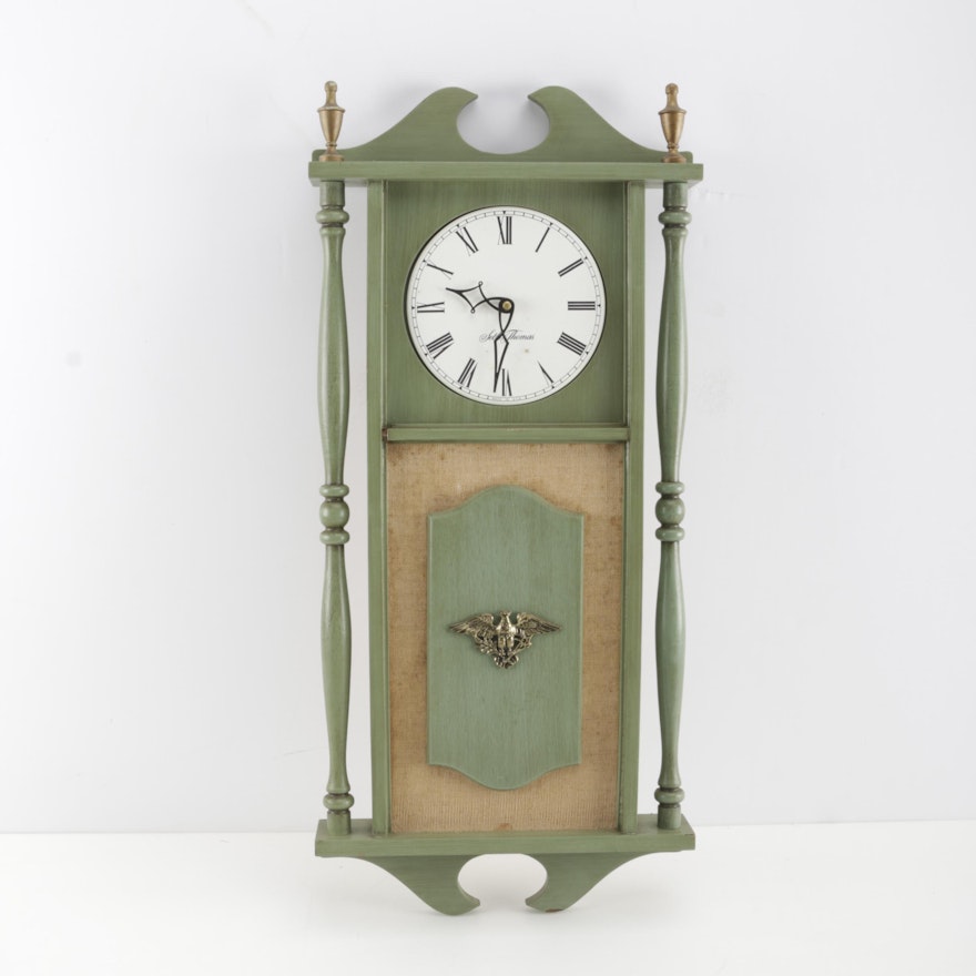 Seth Thomas Green Wooden Wall Clock