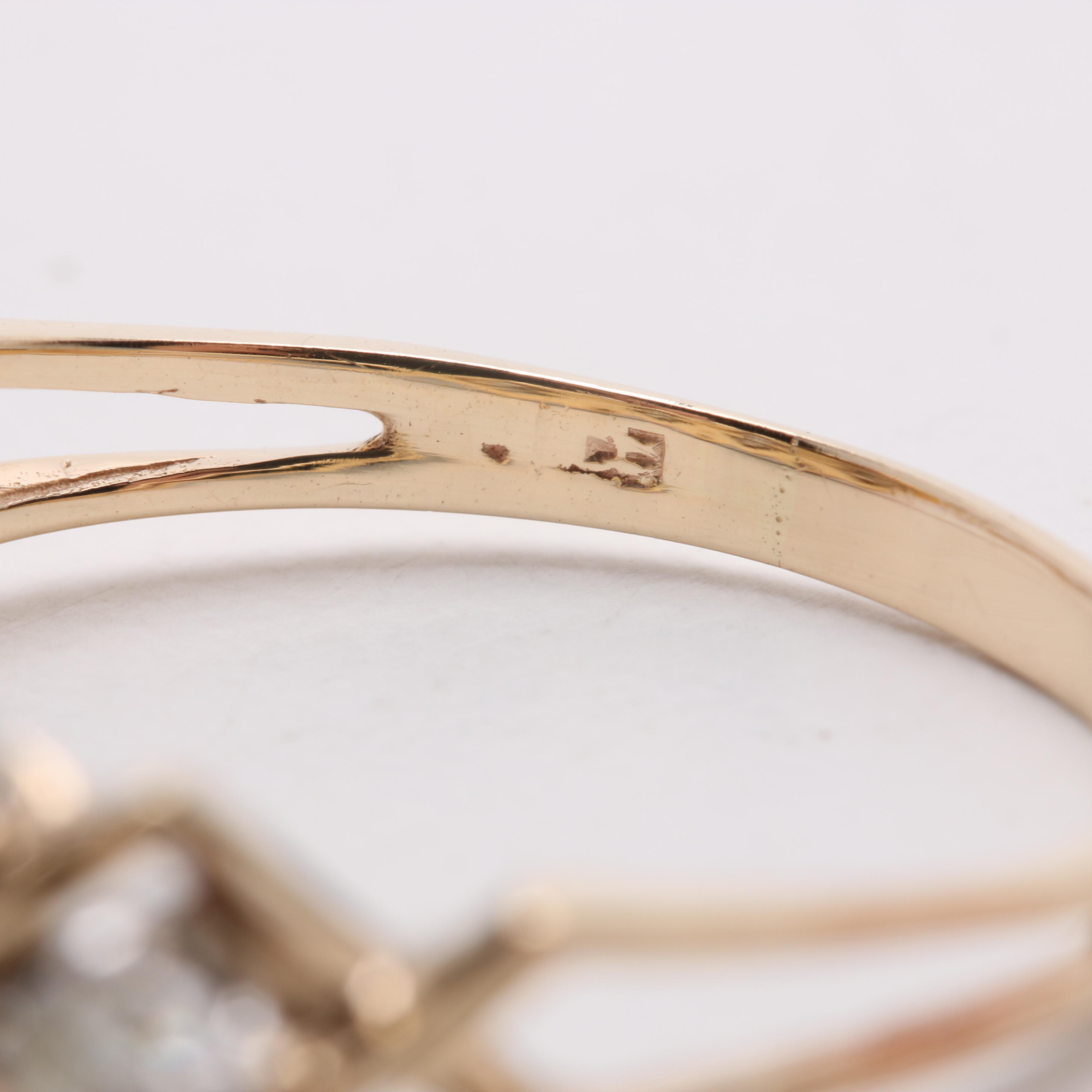 14K Yellow Gold Lattice Ring Studded with Diamonds