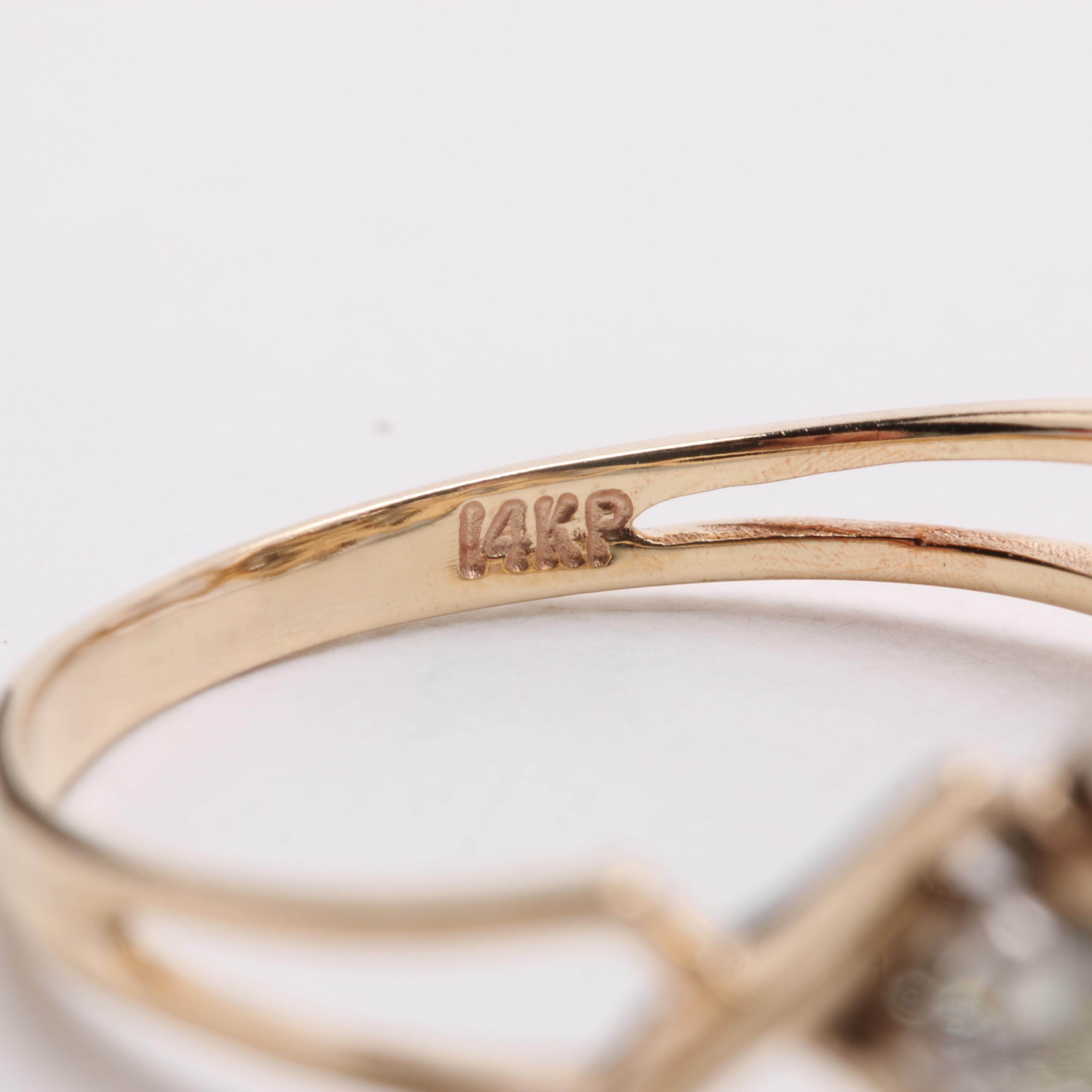 14K Yellow Gold Lattice Ring Studded with Diamonds