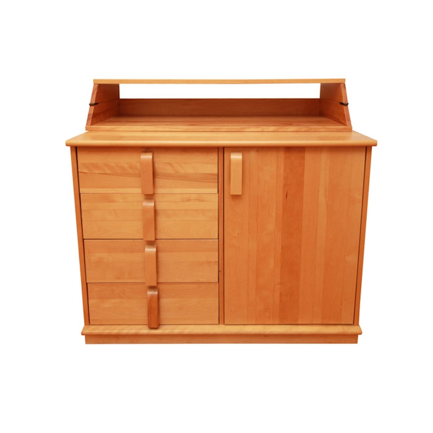 Blonde Wood Cabinet with Detached Shelf