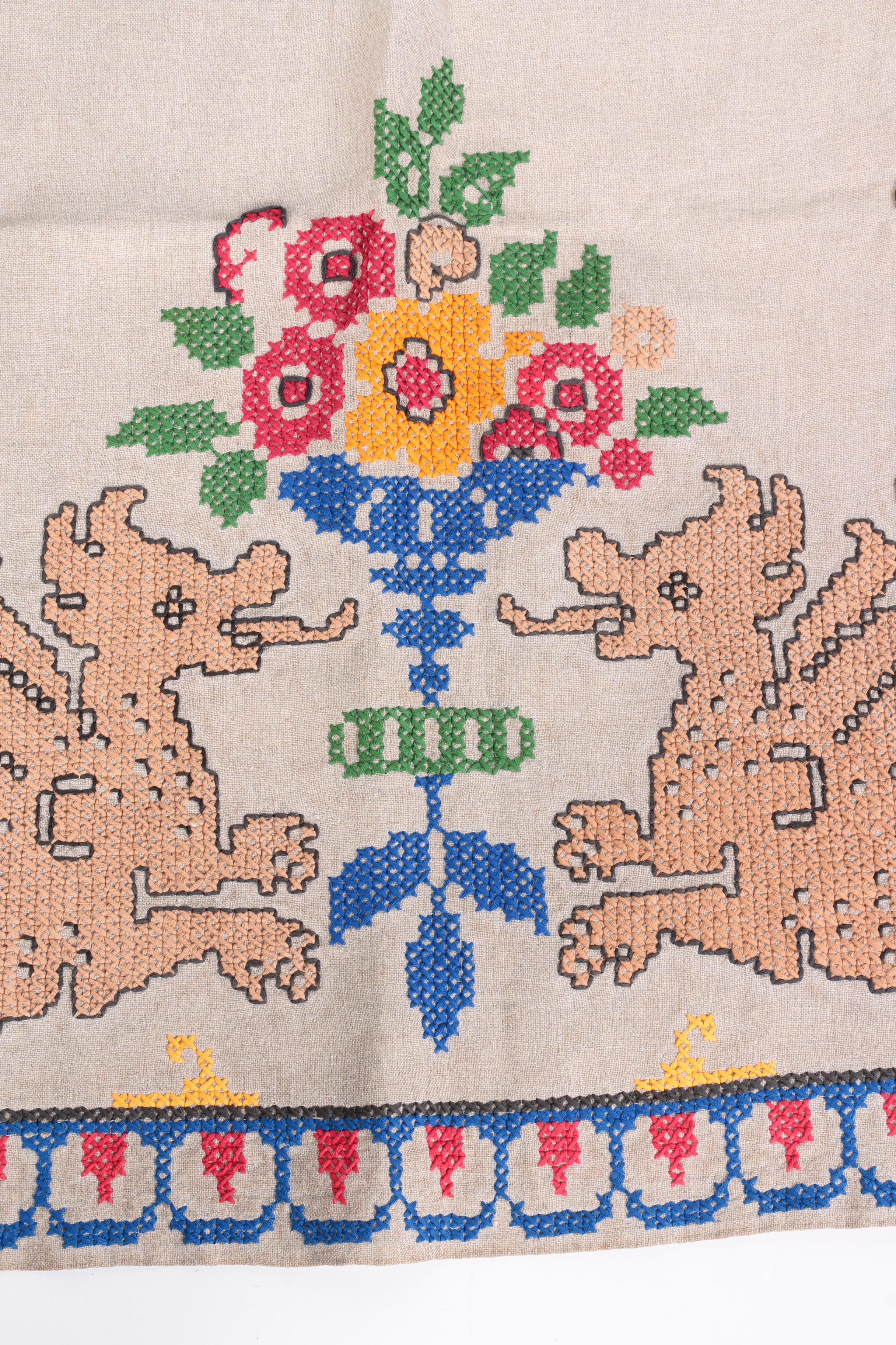 Hand Embroidered Linen Tablecloth