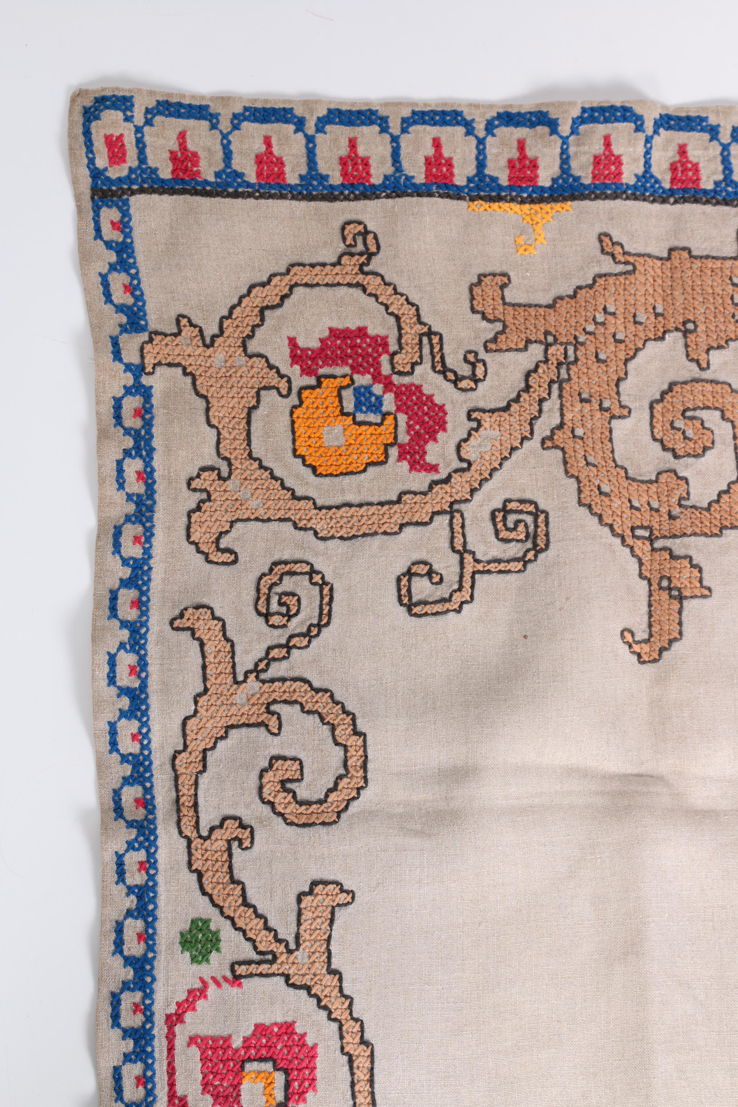 Hand Embroidered Linen Tablecloth