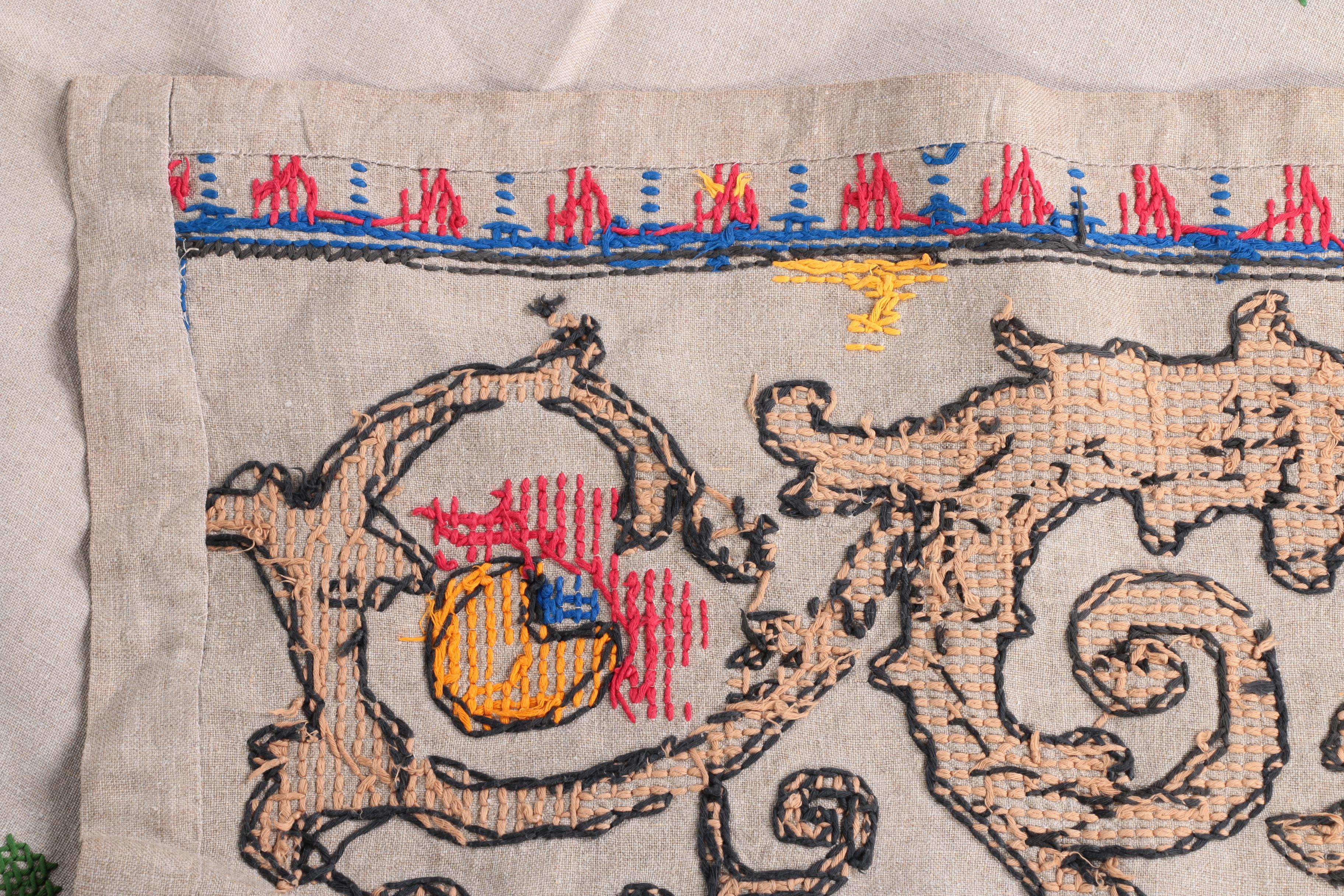 Hand Embroidered Linen Tablecloth