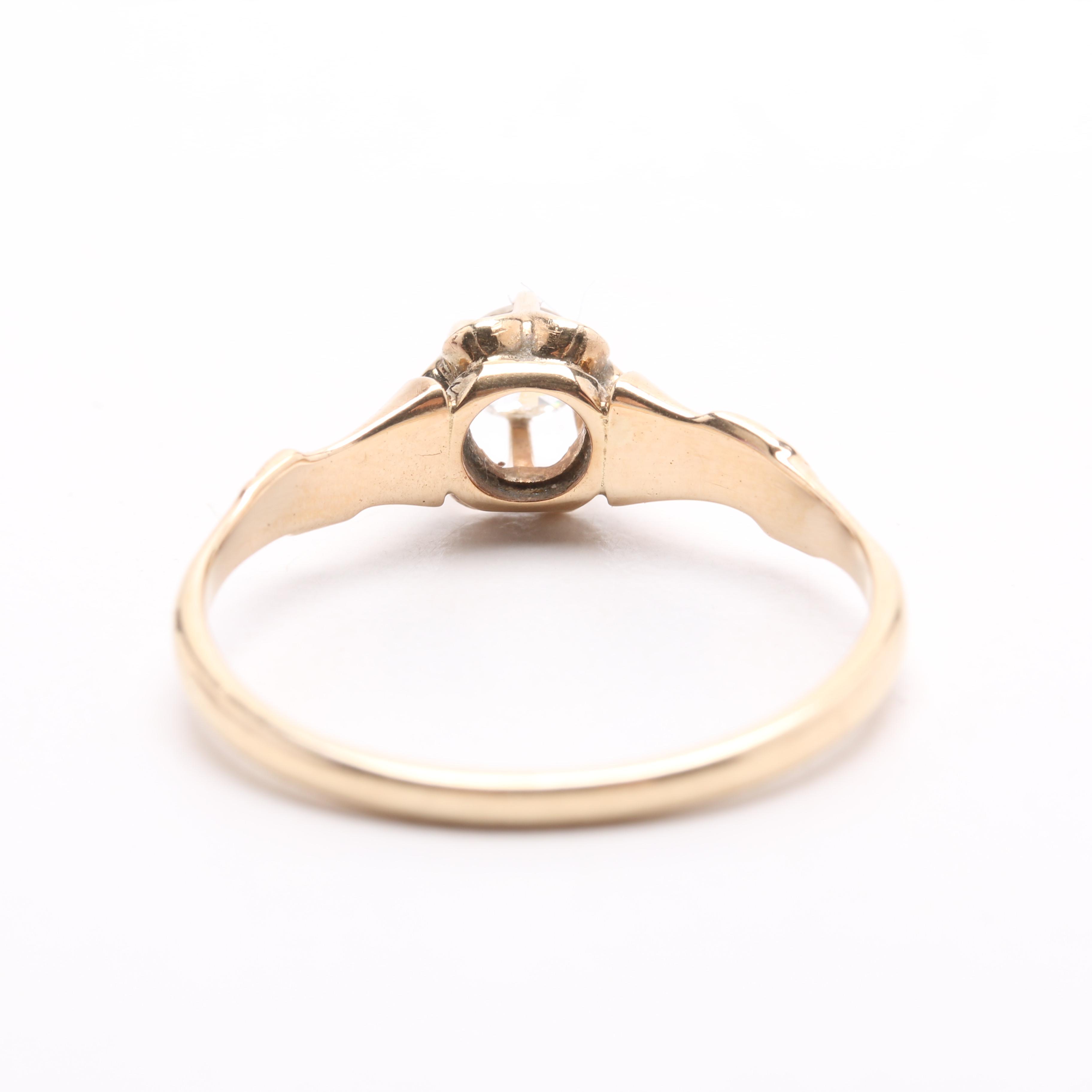 Victorian 14K Yellow Gold Diamond Solitaire Ring