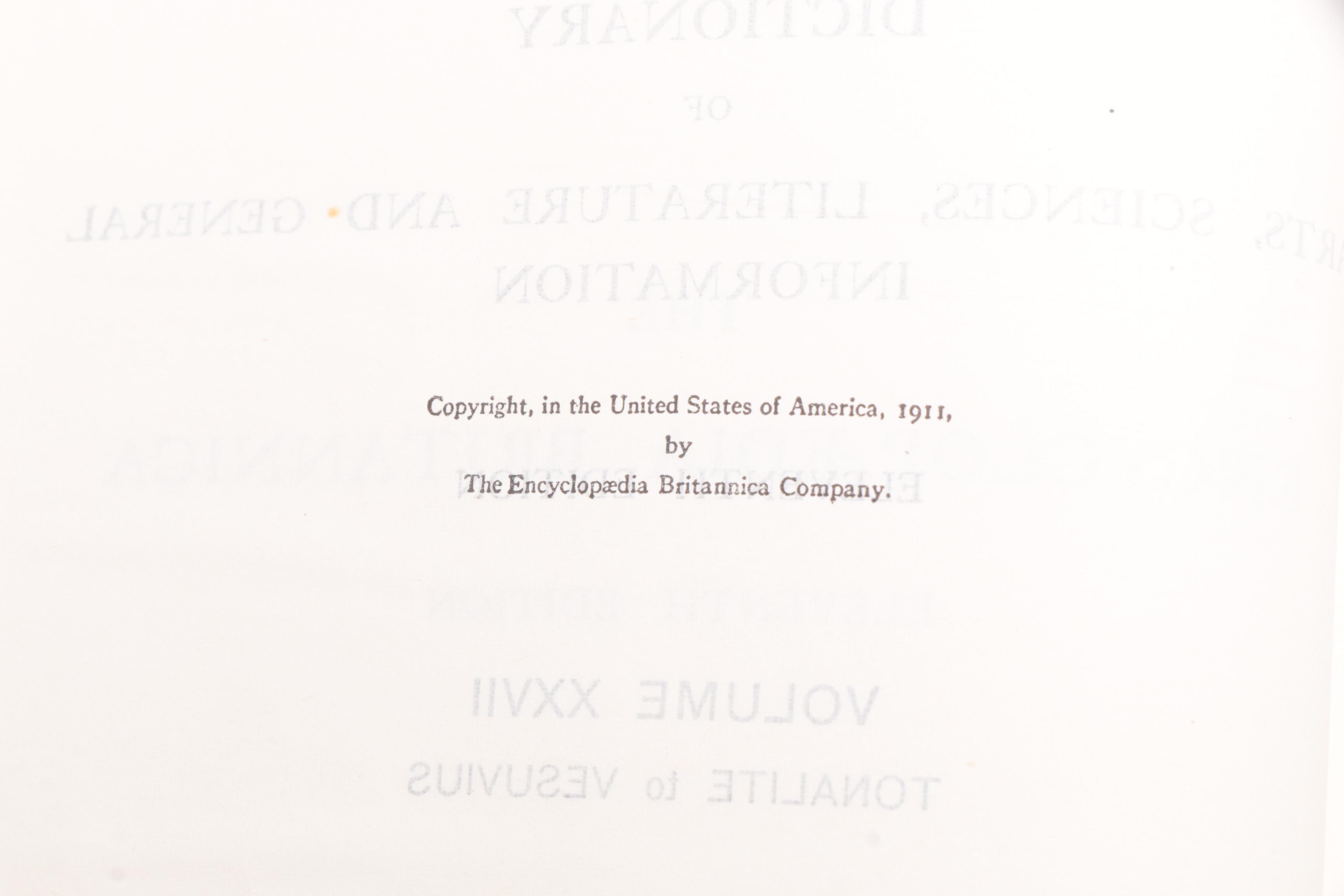 1911 "Encyclopædia Britannica" Complete in Twenty-Nine Volumes