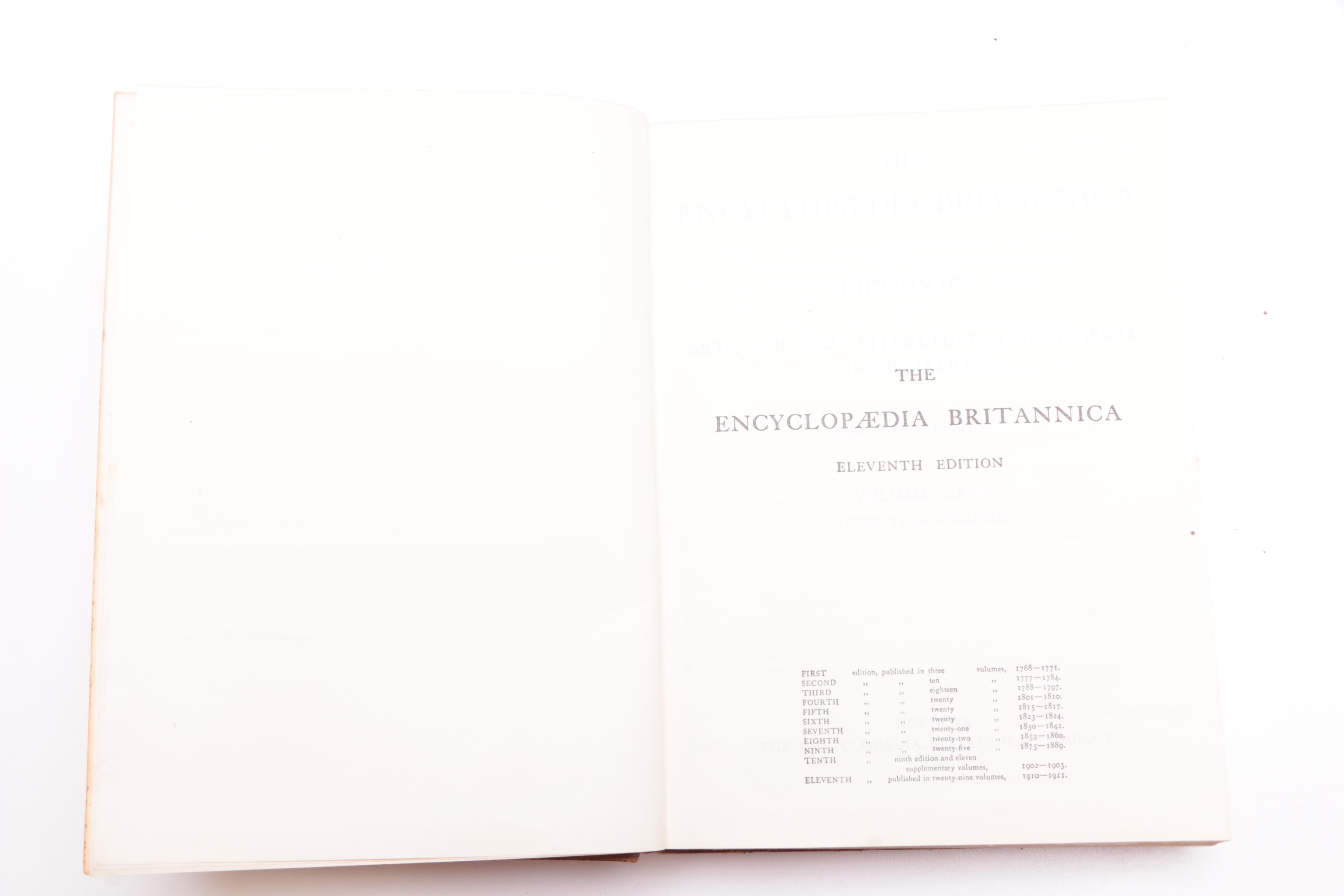1911 "Encyclopædia Britannica" Complete in Twenty-Nine Volumes