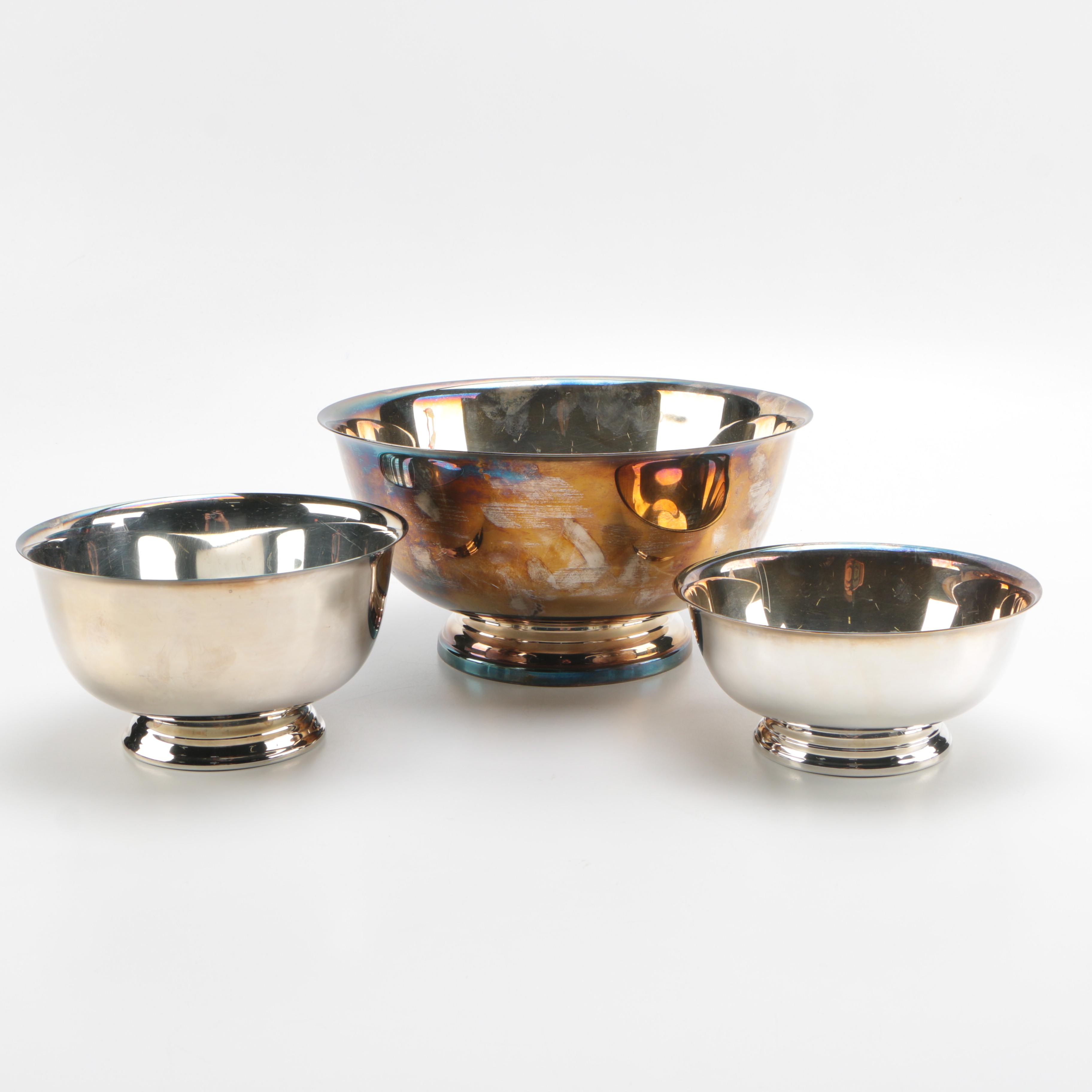 Gorham and International Silver Co. Silver Plate Reproduction Paul Revere Bowls