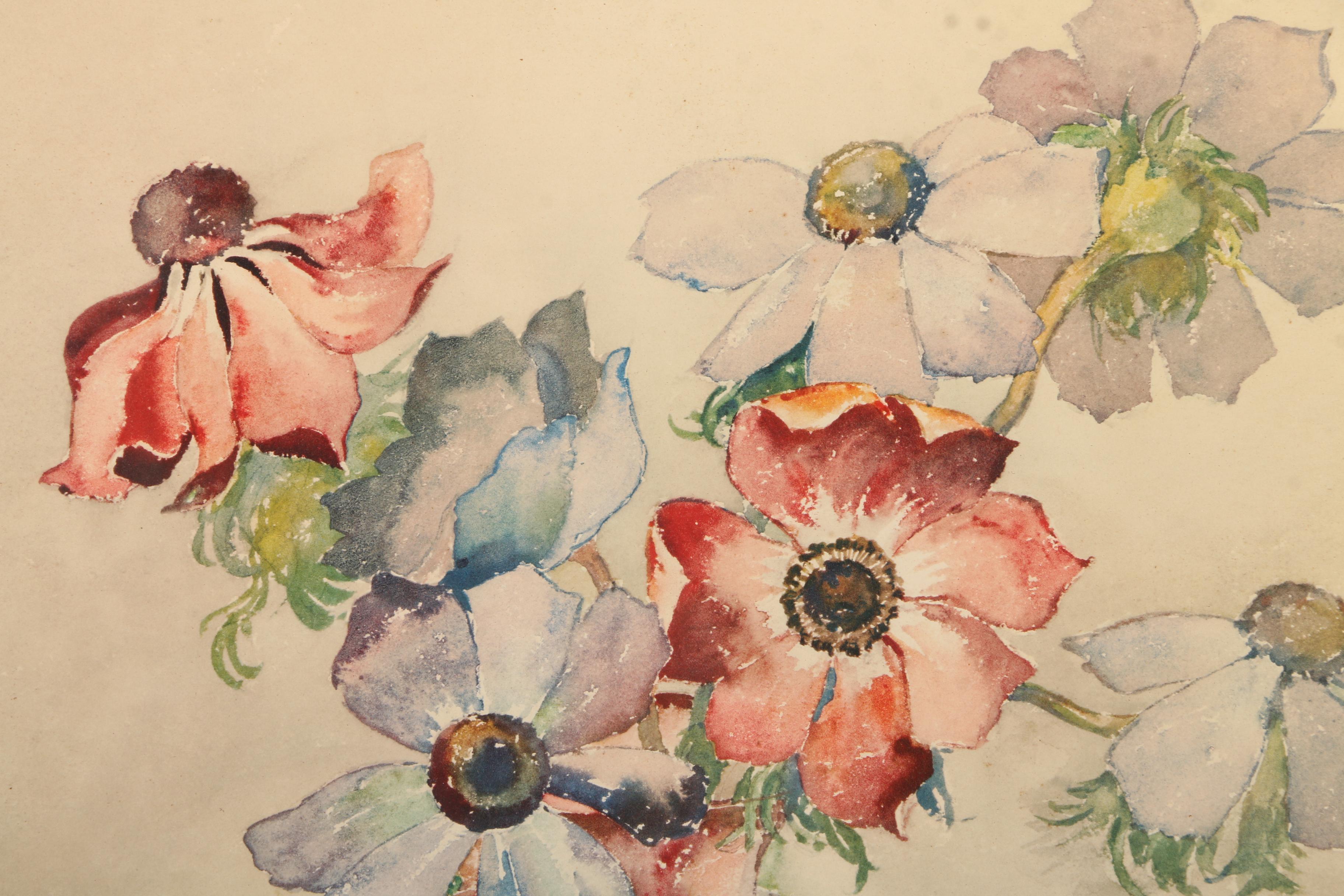 Mid Century Chromolithograph on Paper After Paul Immel Floral Still Life