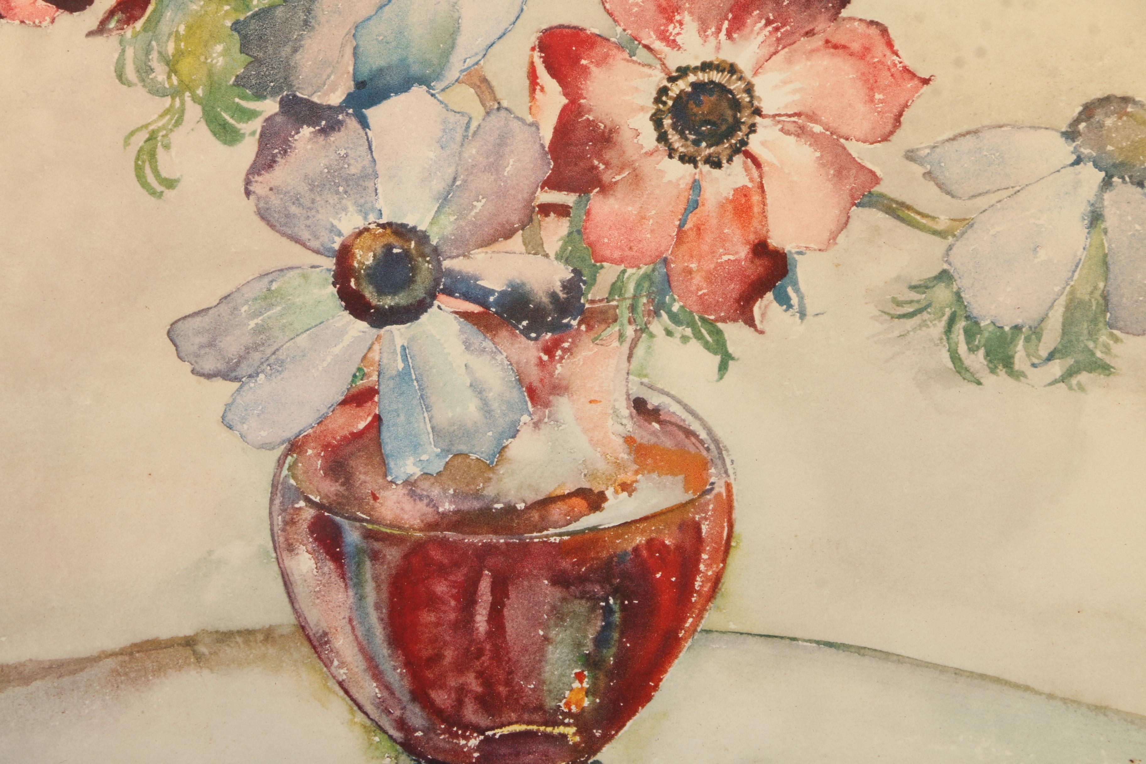 Mid Century Chromolithograph on Paper After Paul Immel Floral Still Life