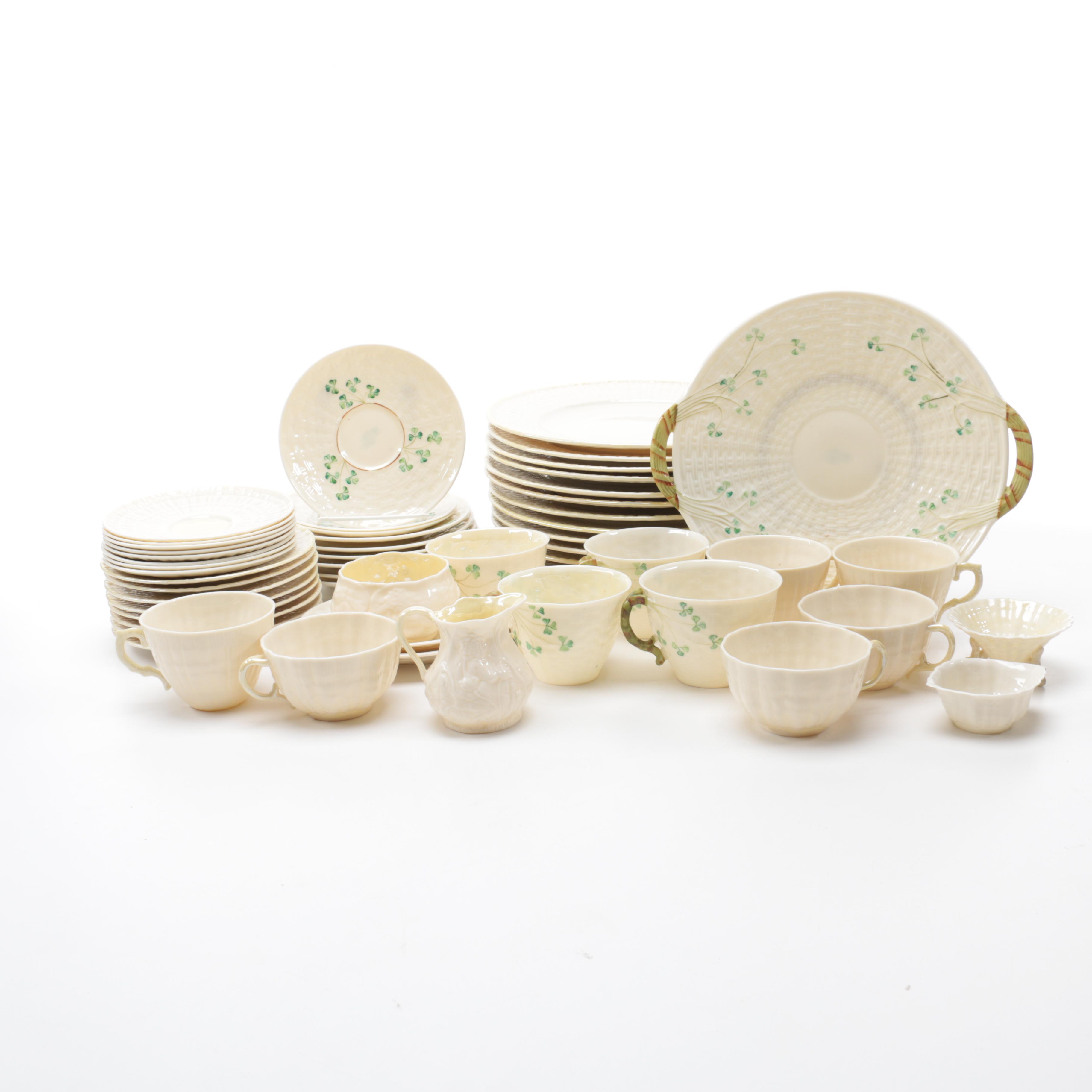 Irish Belleek Porcelain Shamrock Tableware