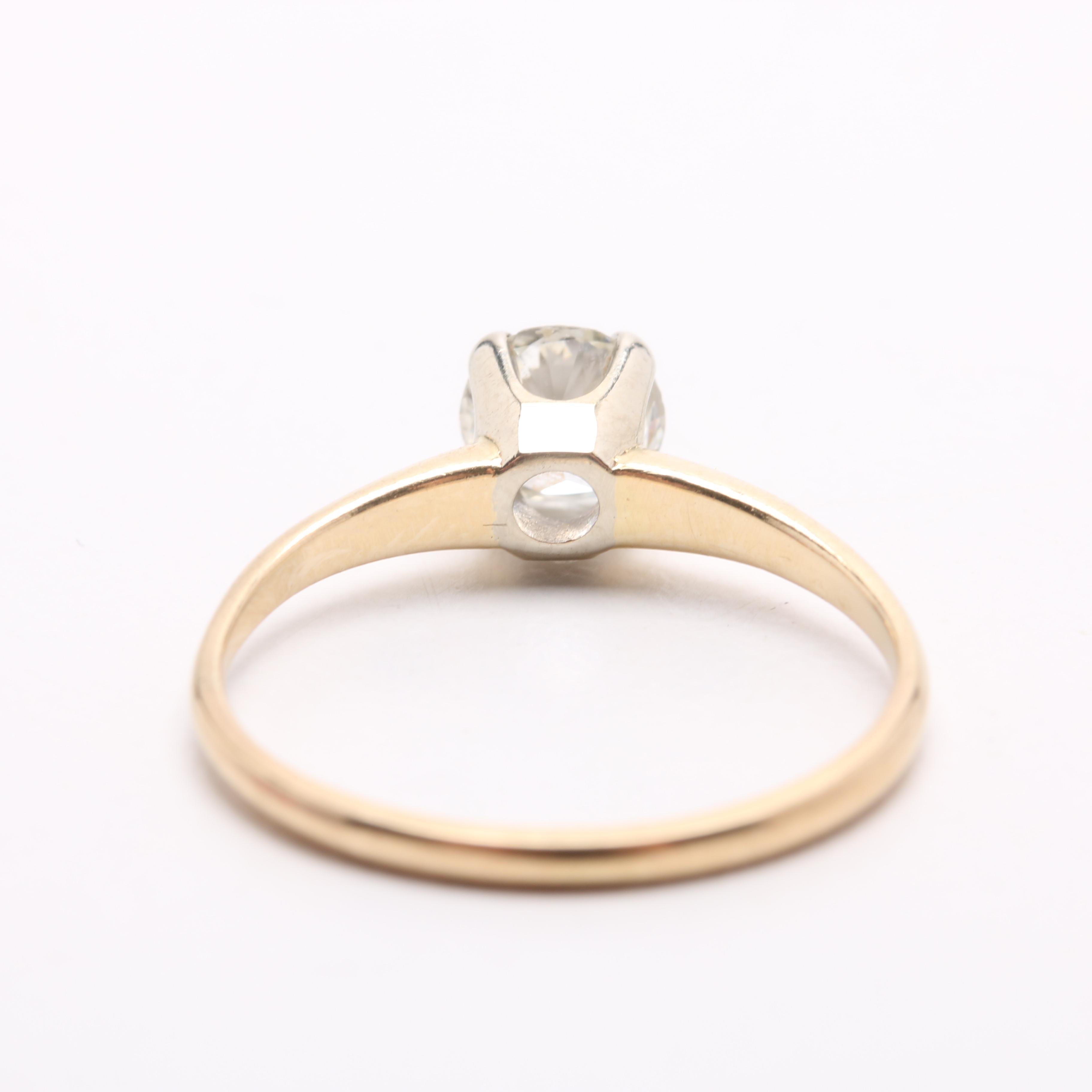 Old European Cut Diamond Solitaire in 14K Yellow Gold Setting
