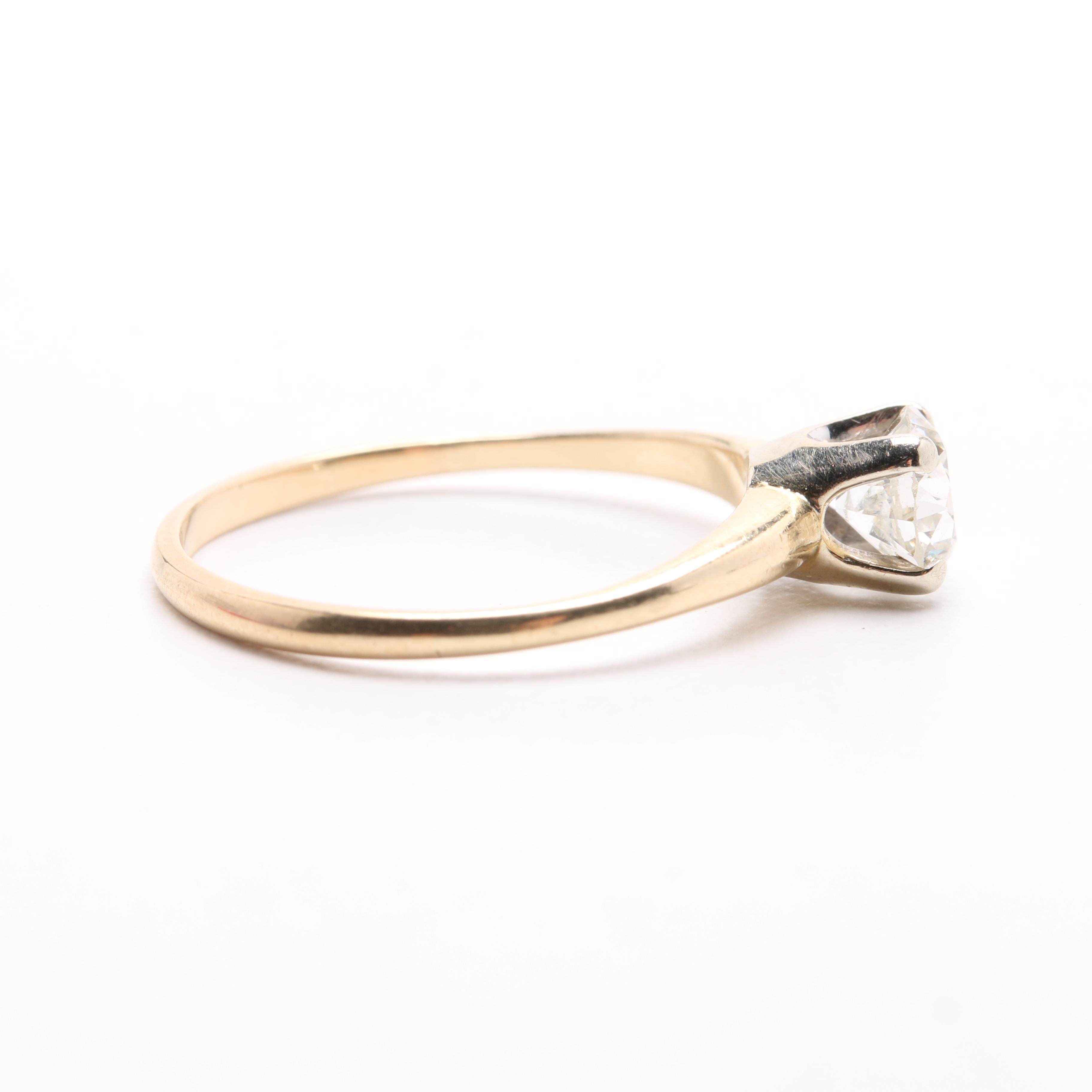 Old European Cut Diamond Solitaire in 14K Yellow Gold Setting