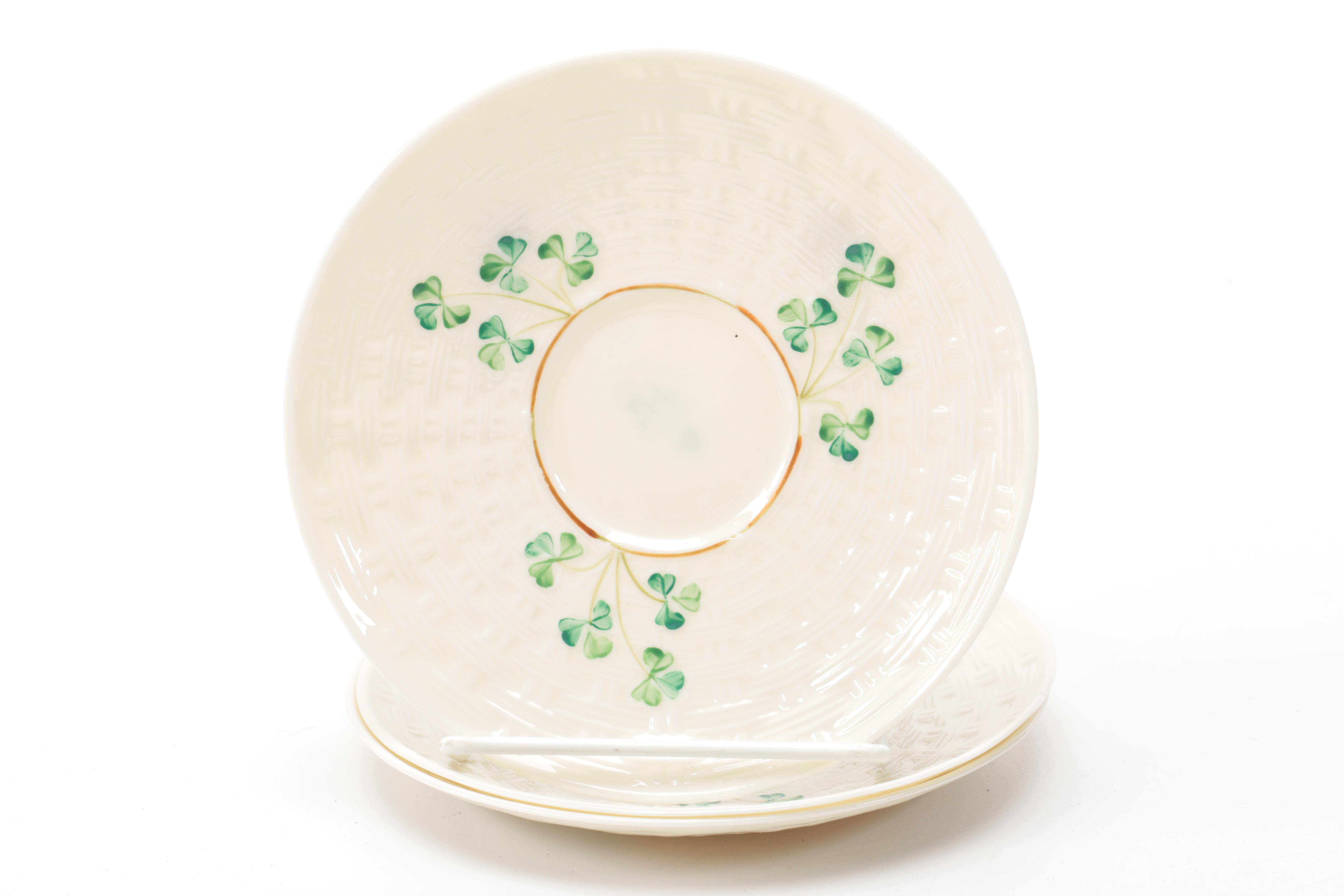 Irish Belleek Porcelain Shamrock Tableware