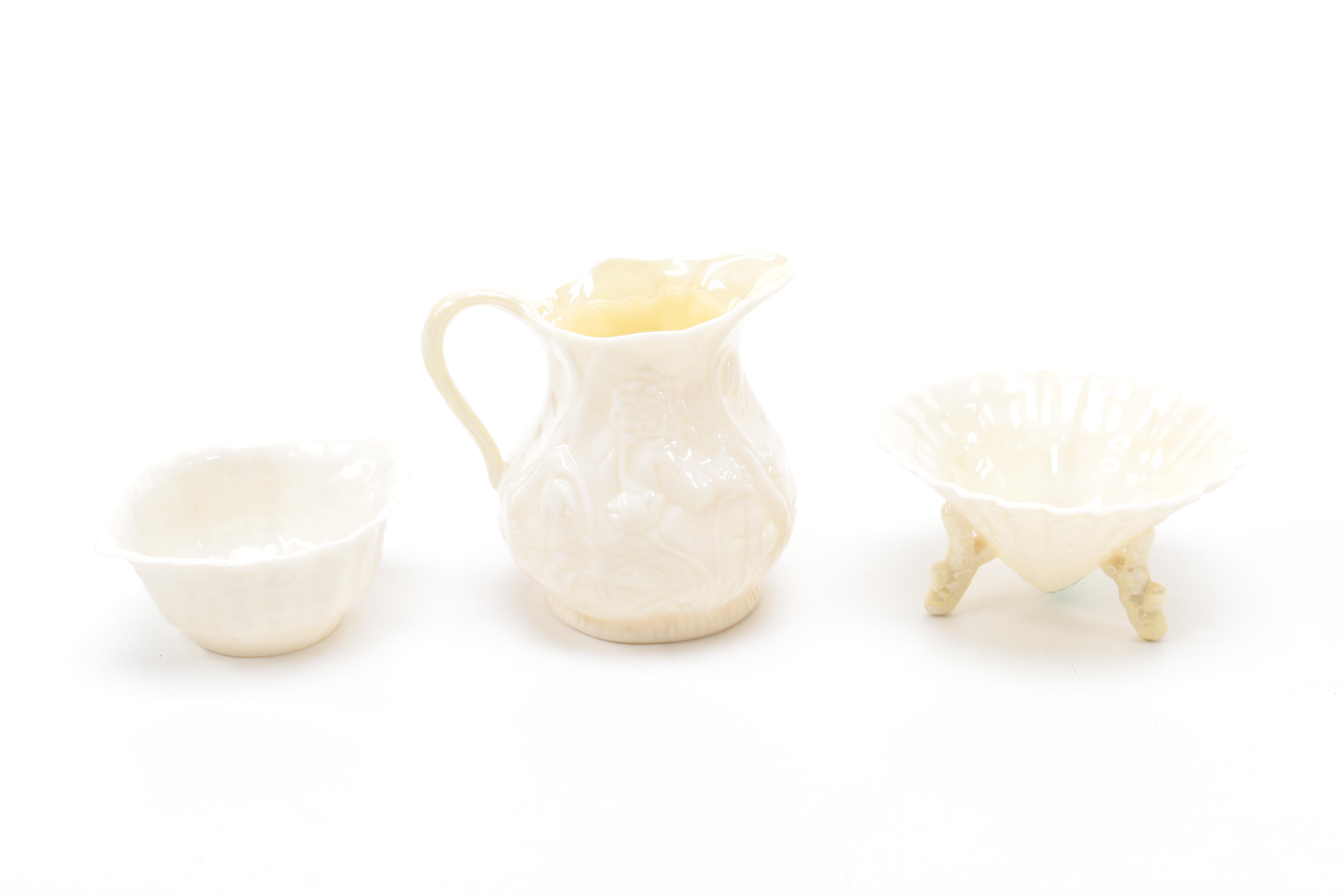 Irish Belleek Porcelain Shamrock Tableware
