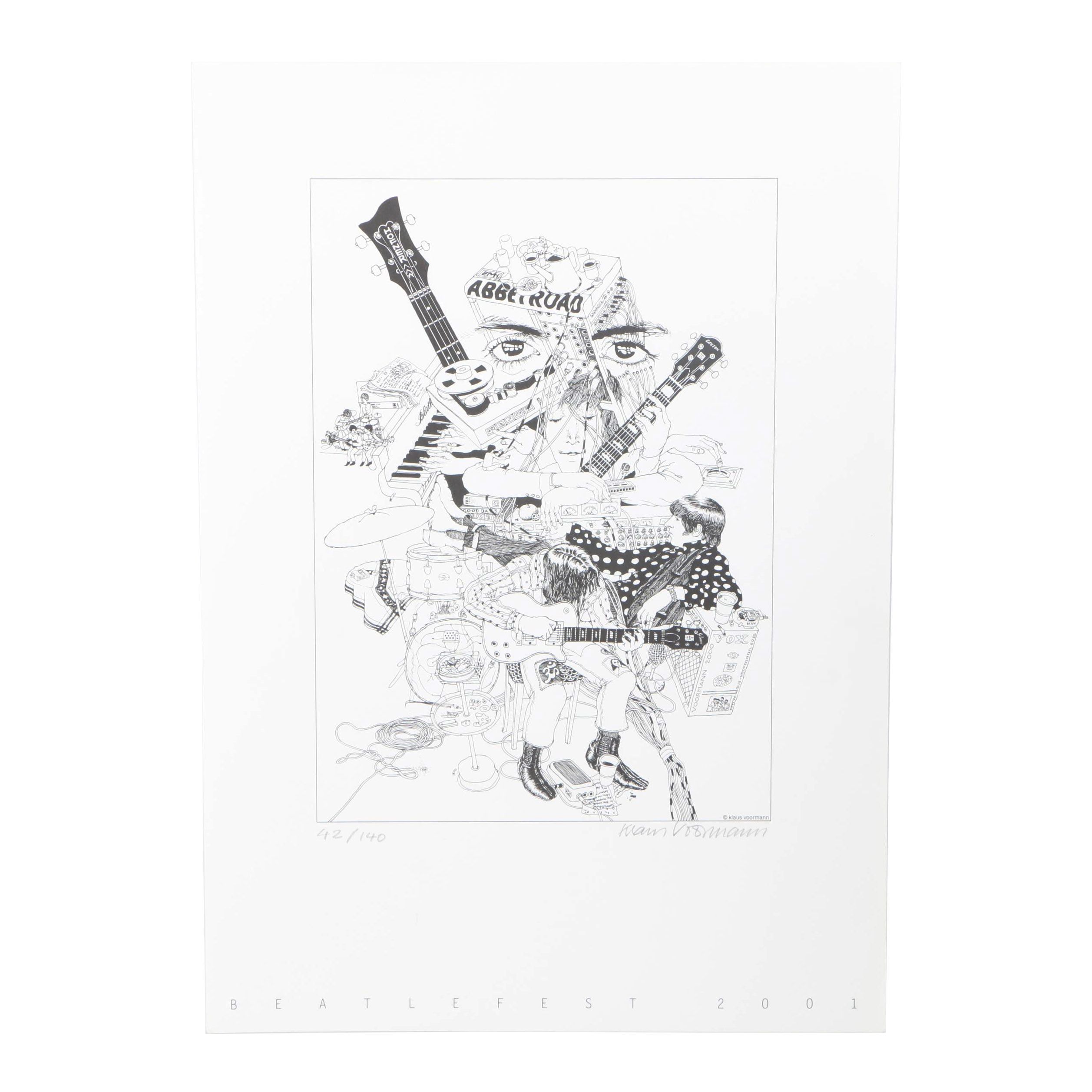Klaus Voormann Limited Edition "Beatlefest 2001" Lithograph "Abbey Road"