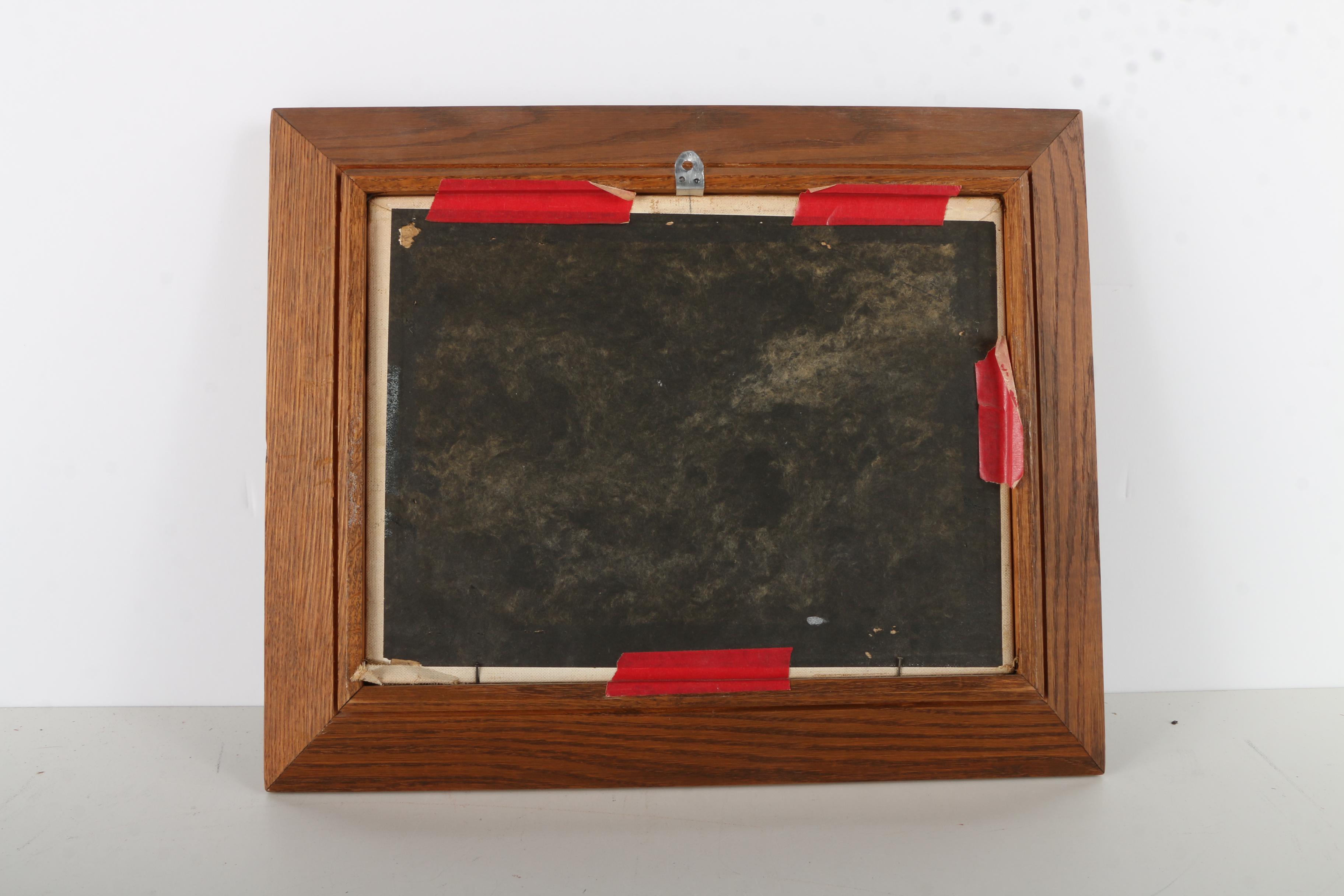 D.E. Acrylic Painting on Canvas Board of Still Life With Roses